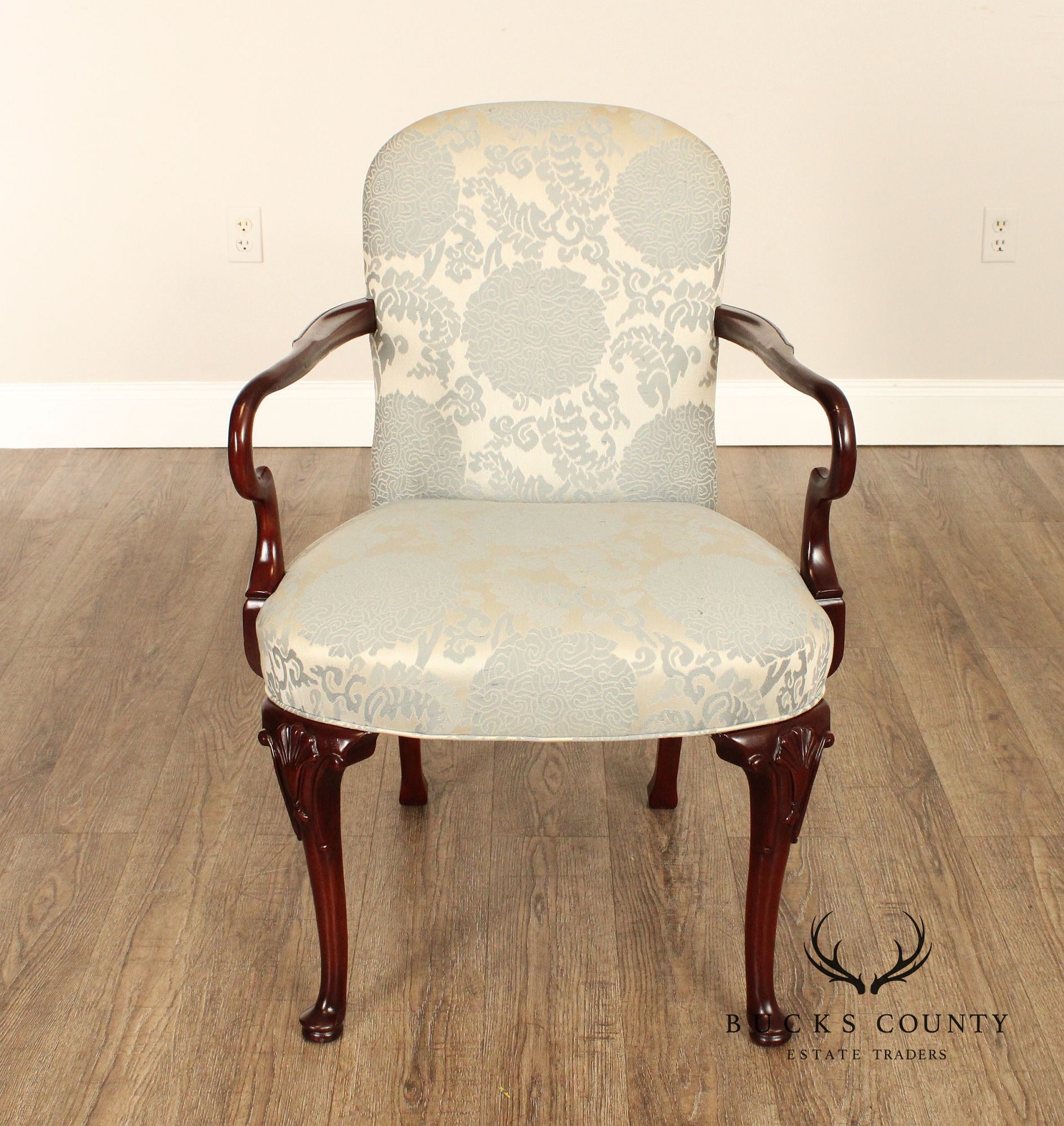 Hickory Chair Queen Anne Style Mahogany Armchair