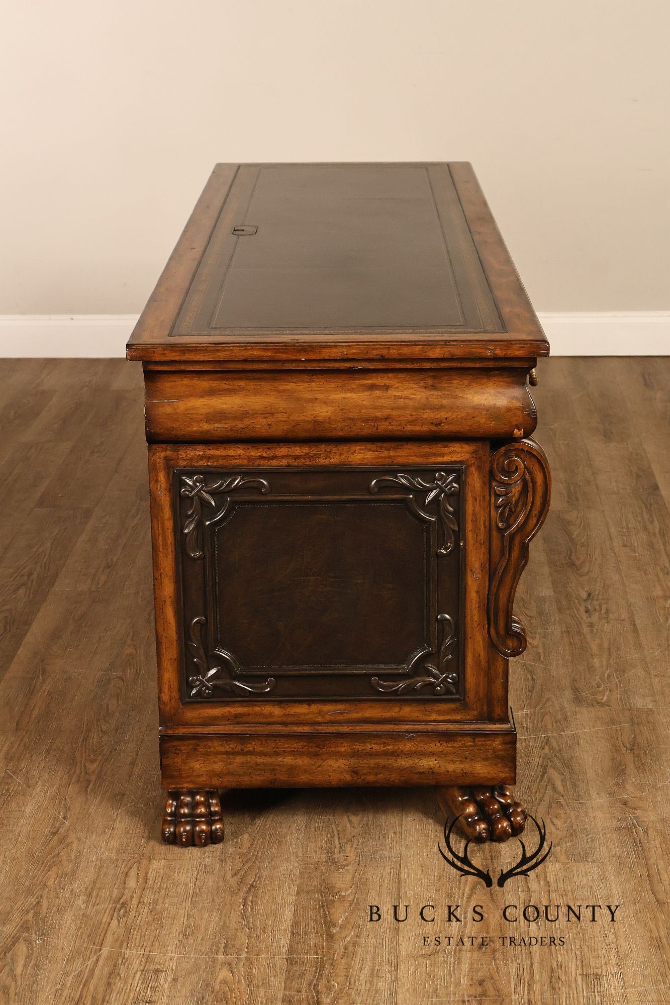 Maitland-Smith Leather Top Mahogany Executive Writing Desk