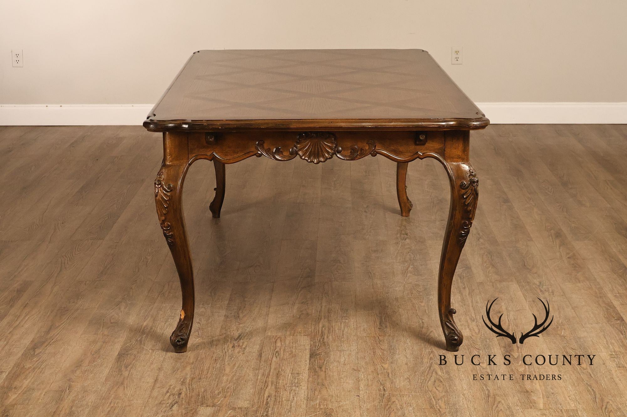 French Country Parquetry Top Expandable Dining Table