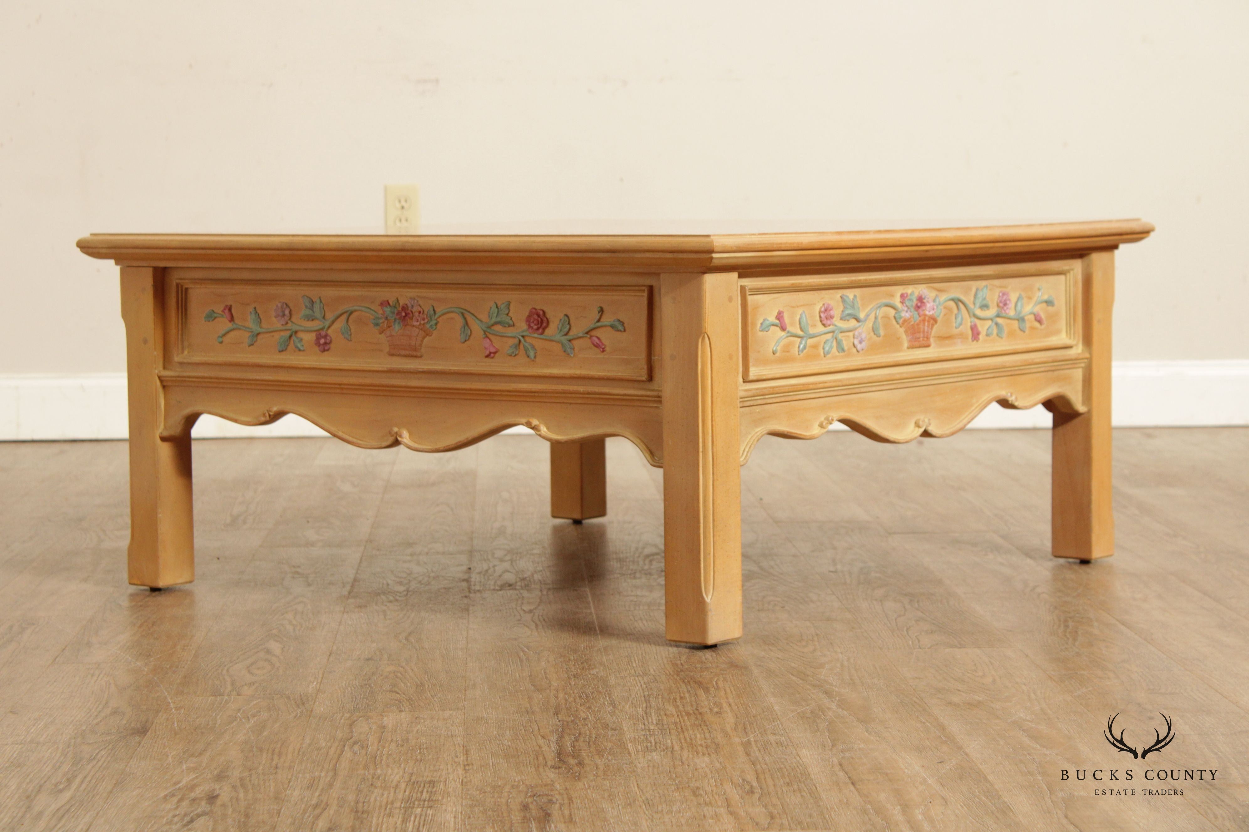 The Guild Hall French Country Style Carved and Painted Coffee Table
