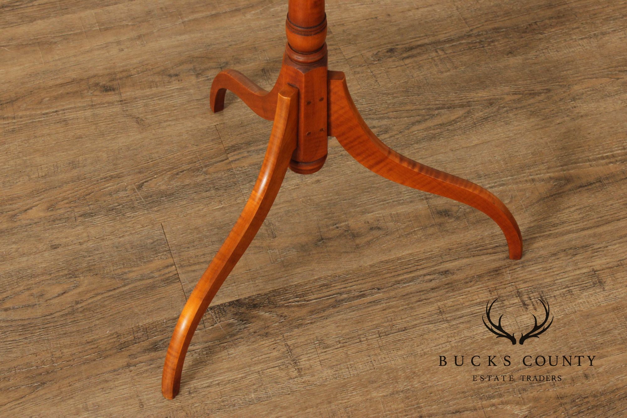 Eldred Wheeler Early American Style Tiger Maple Candlestand