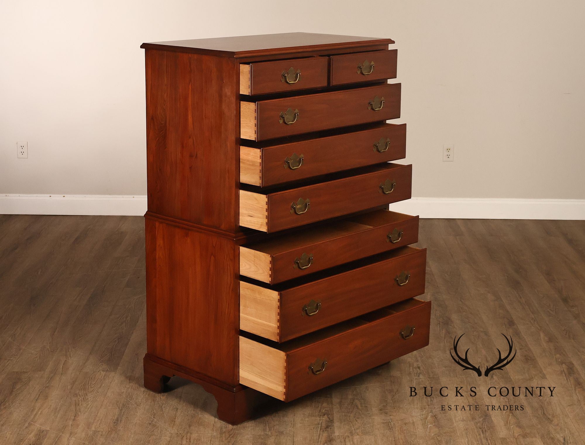 Henkel Harris Chippendale Style Cherry Tall Chest