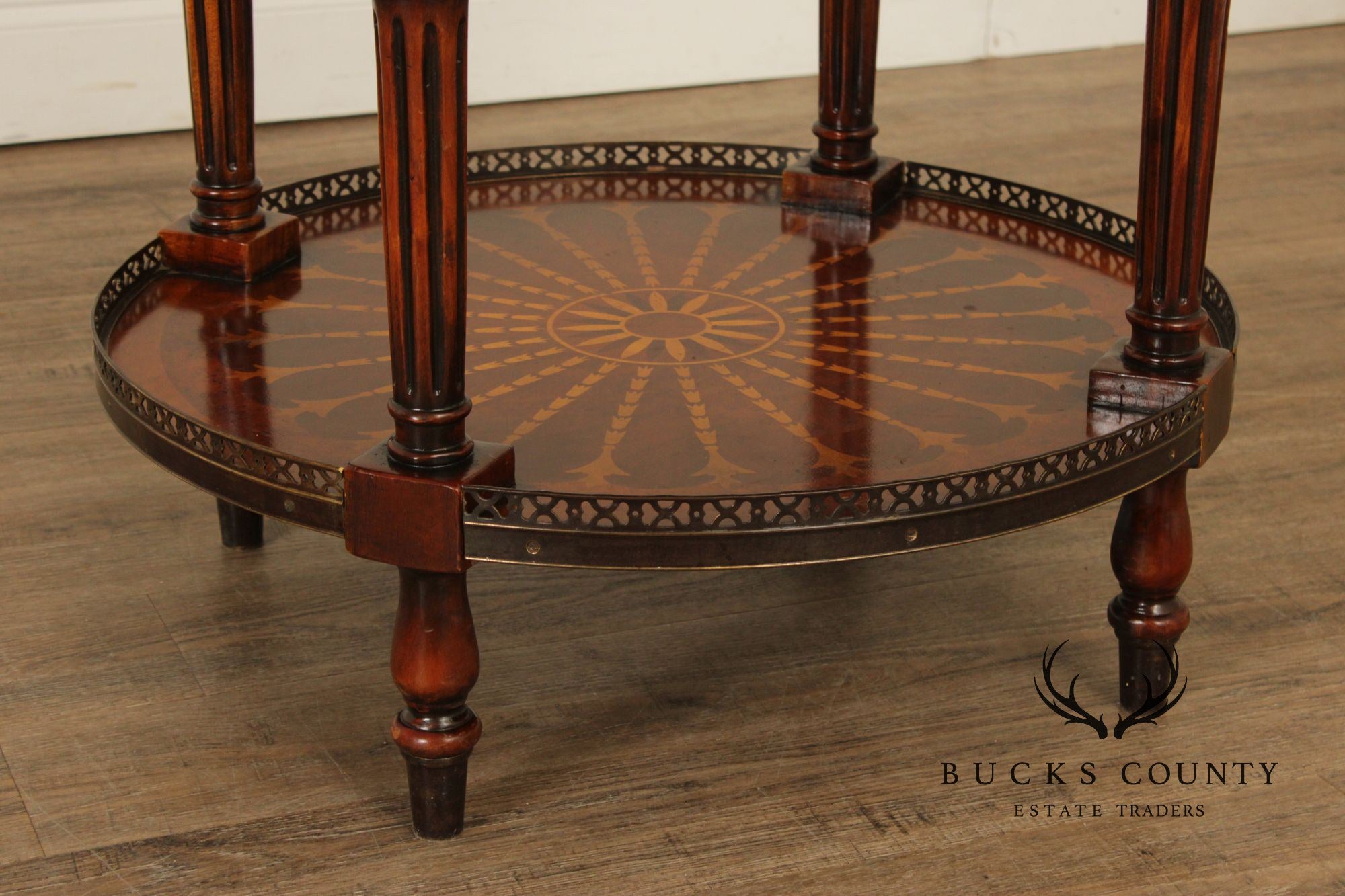 Theodore Alexander Round Two-Tier Inlaid Occasional Table