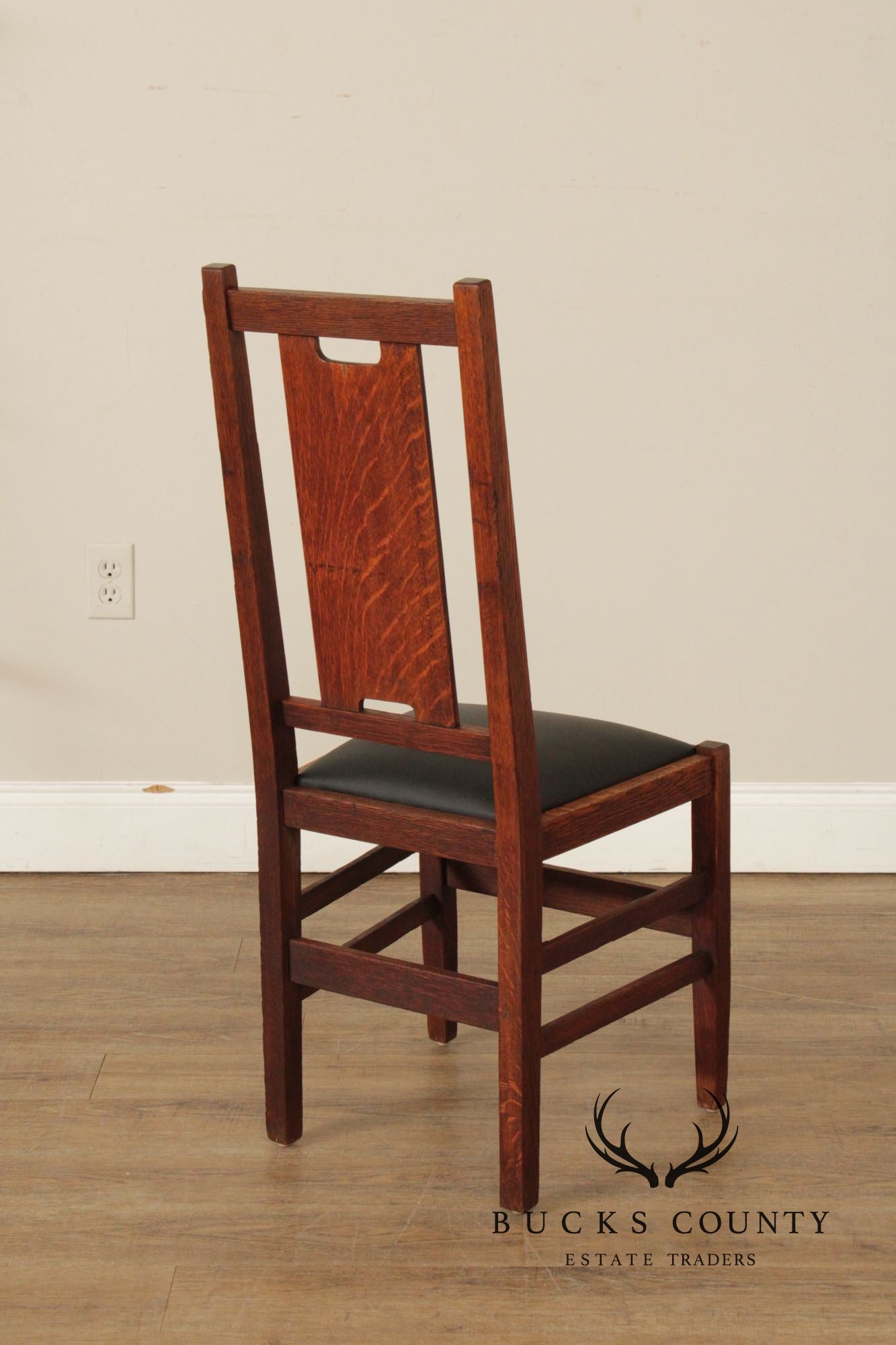 Gustav Stickey Antique Mission Oak H-Back Side Chair