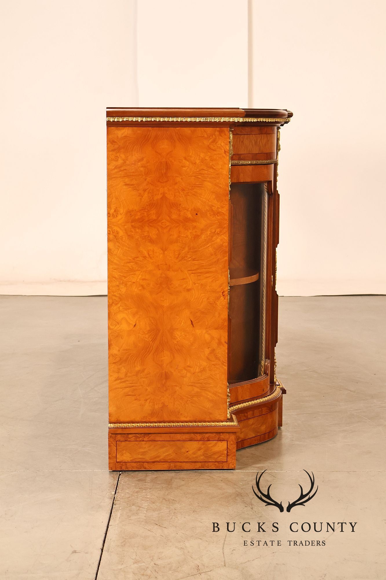 Italian Neoclassical Style Burl Wood Sideboard Credenza