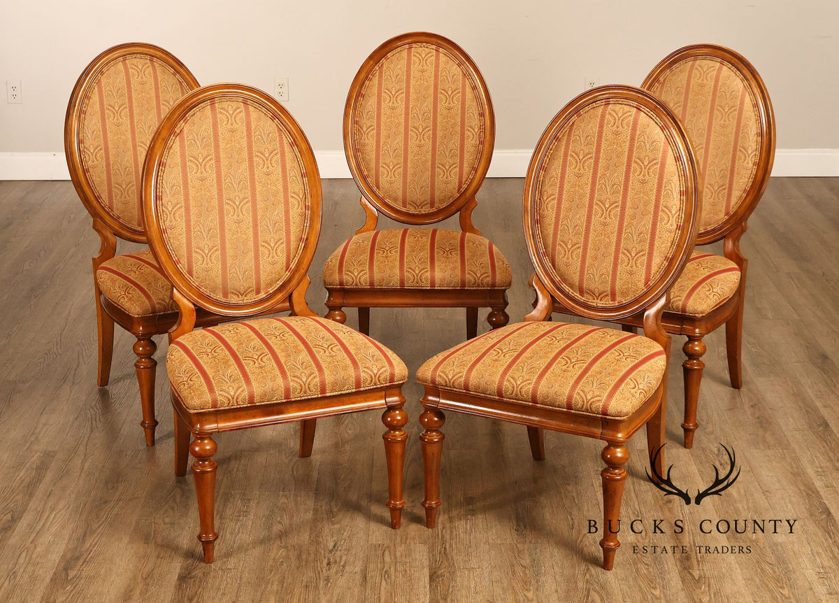 Thomasville Set Of Five Louis XVI Style Oval Back Dining Chairs