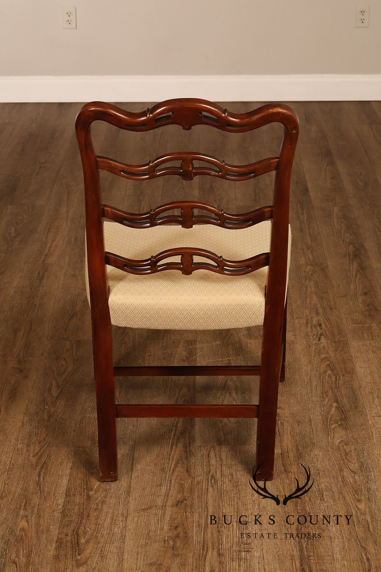 Chippendale Style Set of Eight Mahogany Ladder Back Dining Chairs