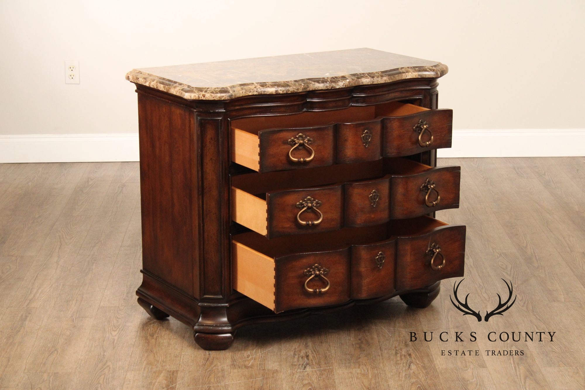 Thomasville Hills Of Tuscany Collection Marble Top Pair Of Chest Nightstands