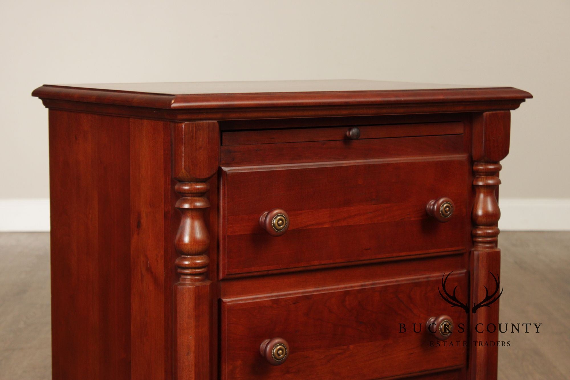 Keller Pair Of Solid Cherry Traditional Nightstands With Pull Out Trays