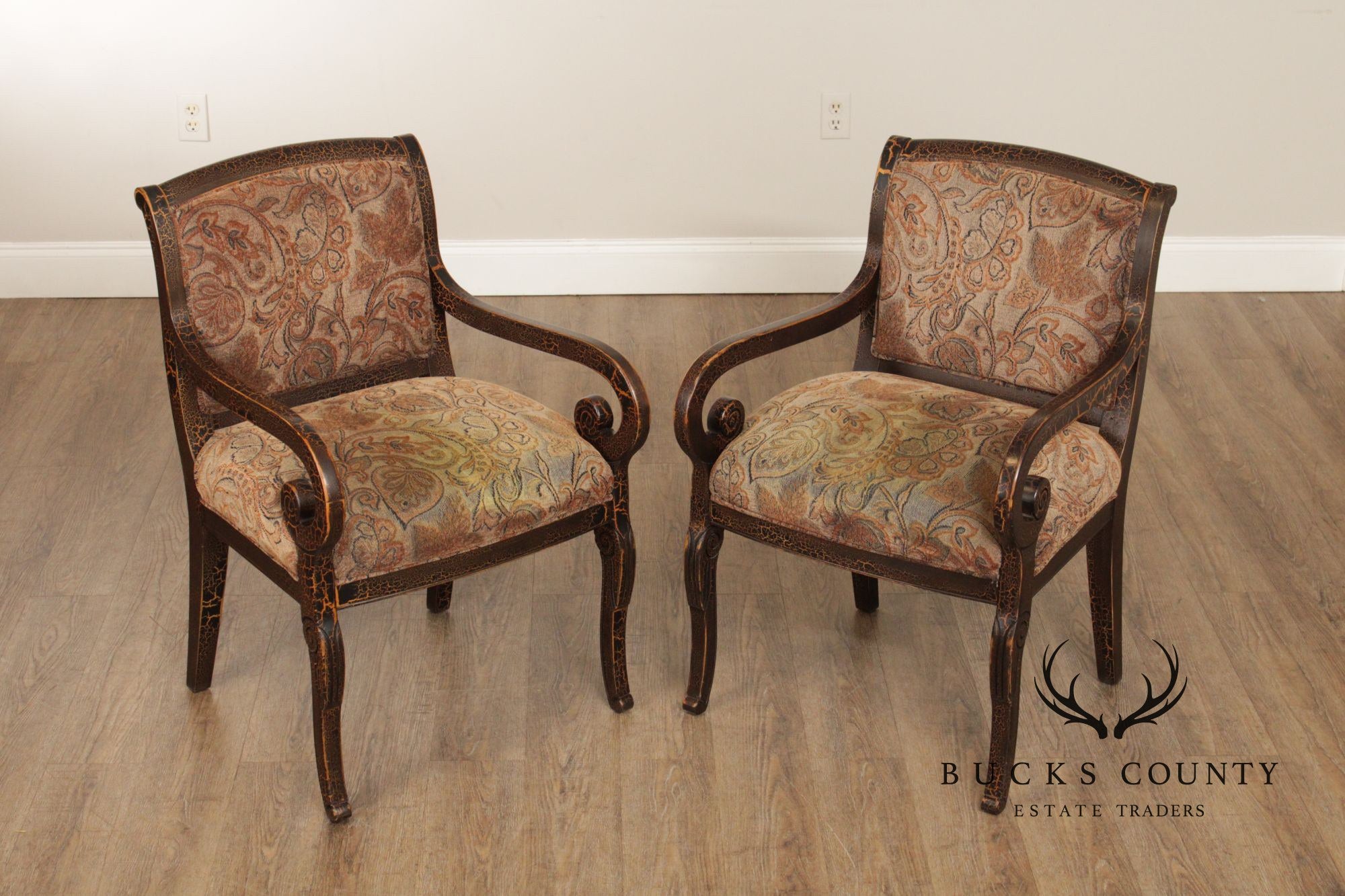 Sam Moore French Empire Style Pair of Armchairs