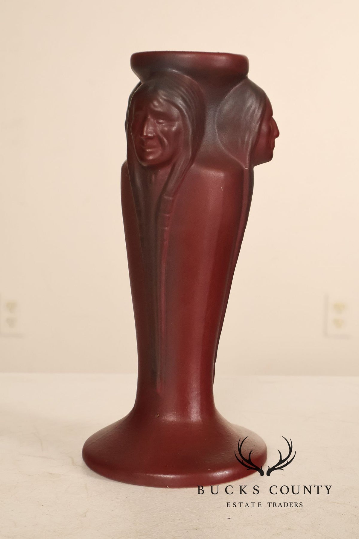 Van Briggle Native American Three Faced Vase