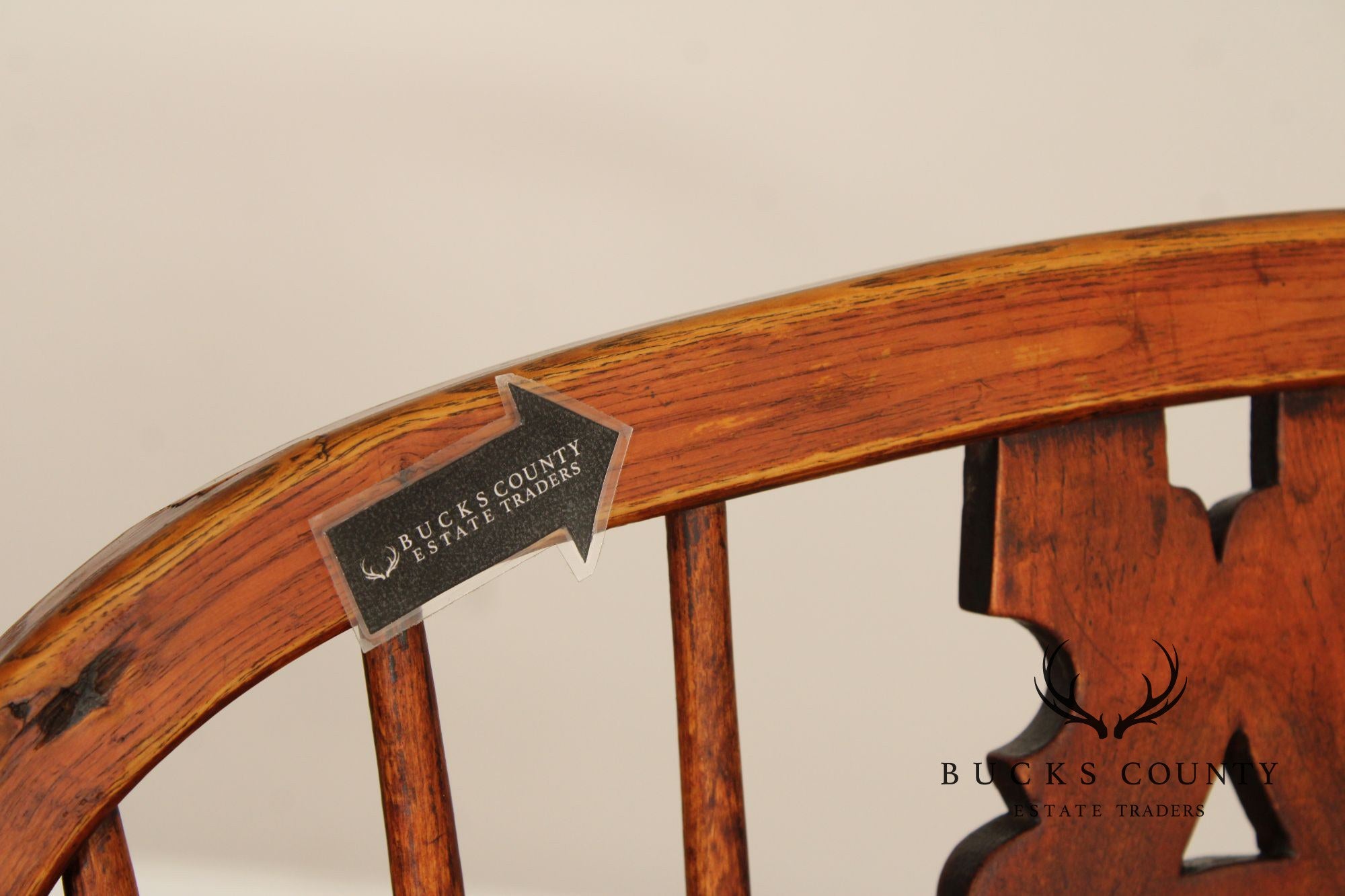 Antique Windsor Style High Back Armchair With Saddle Seat