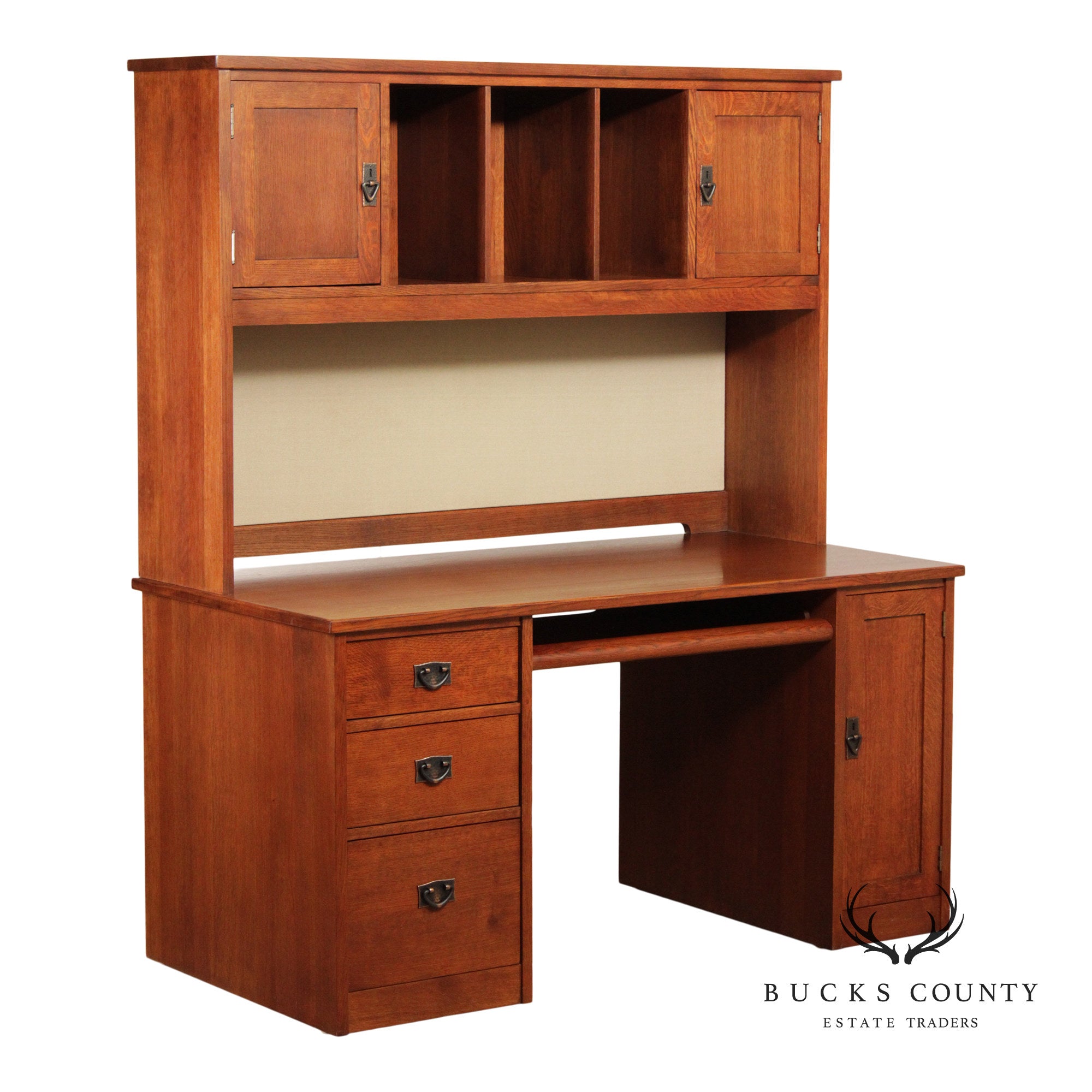 Stickley Mission Collection Executive Desk With Bookcase Hutch