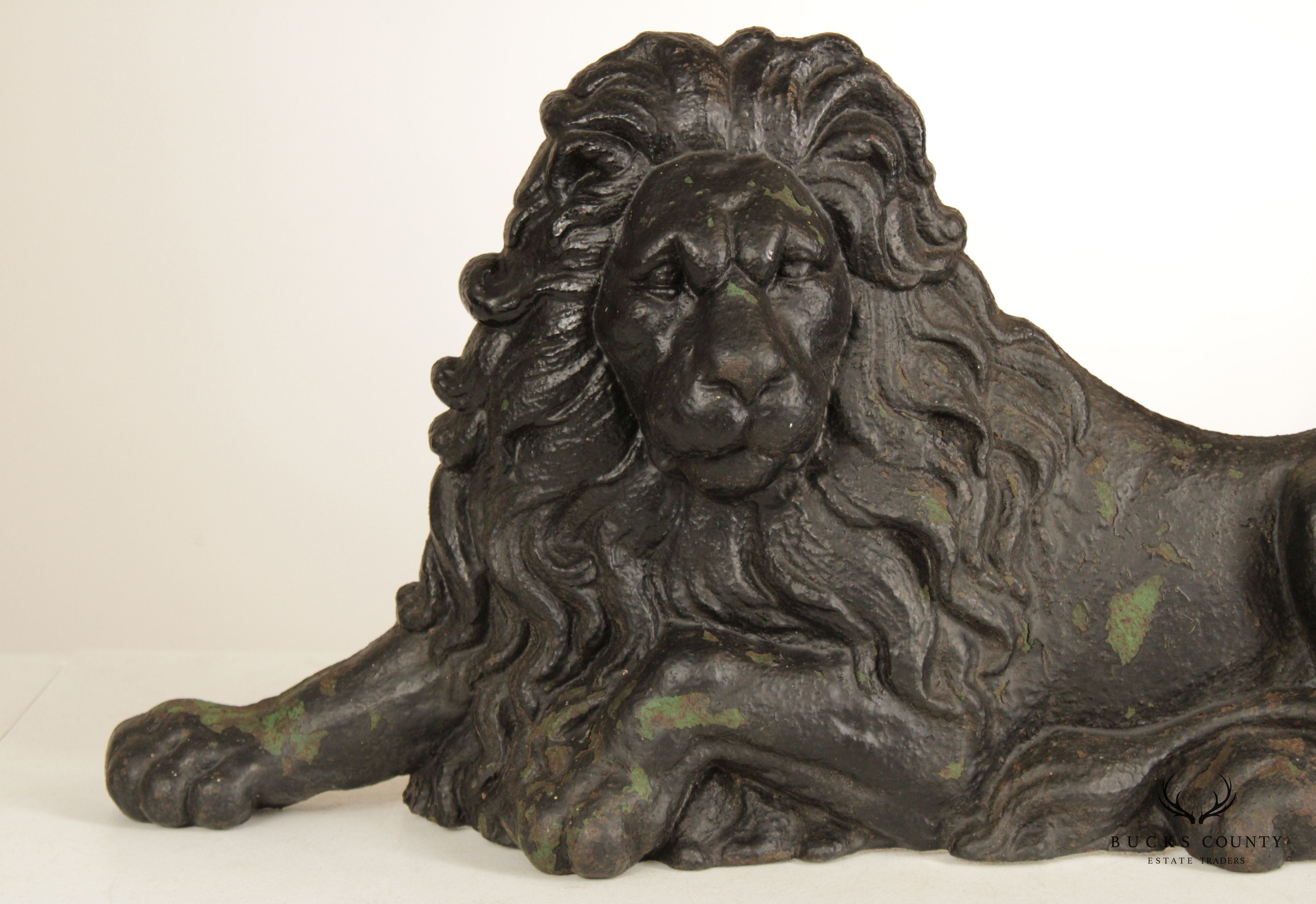 Antique Cast Iron Crouching Lion Doorstop