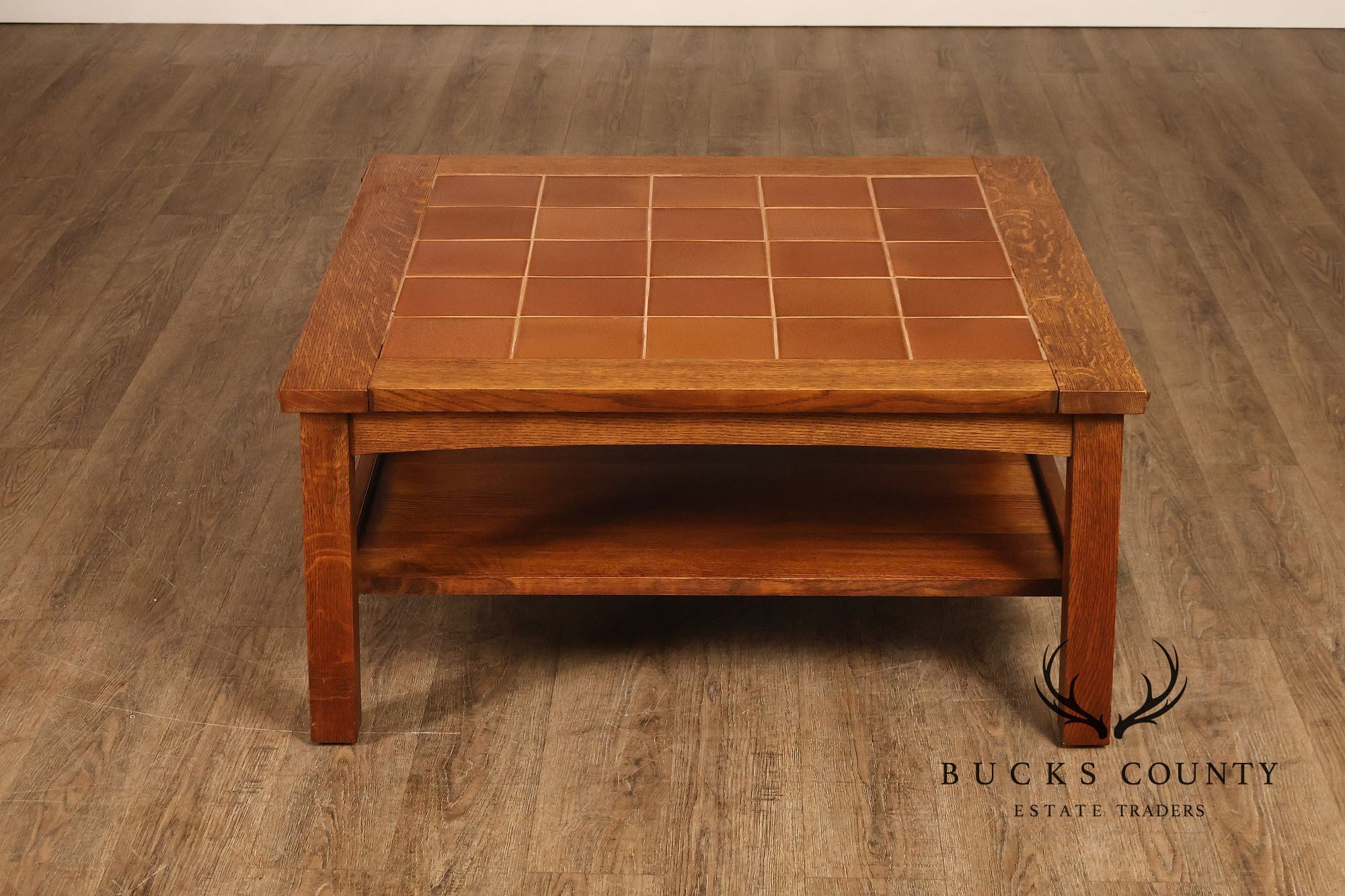 Stickley Mission Collection Oak Tile Top Coffee Table