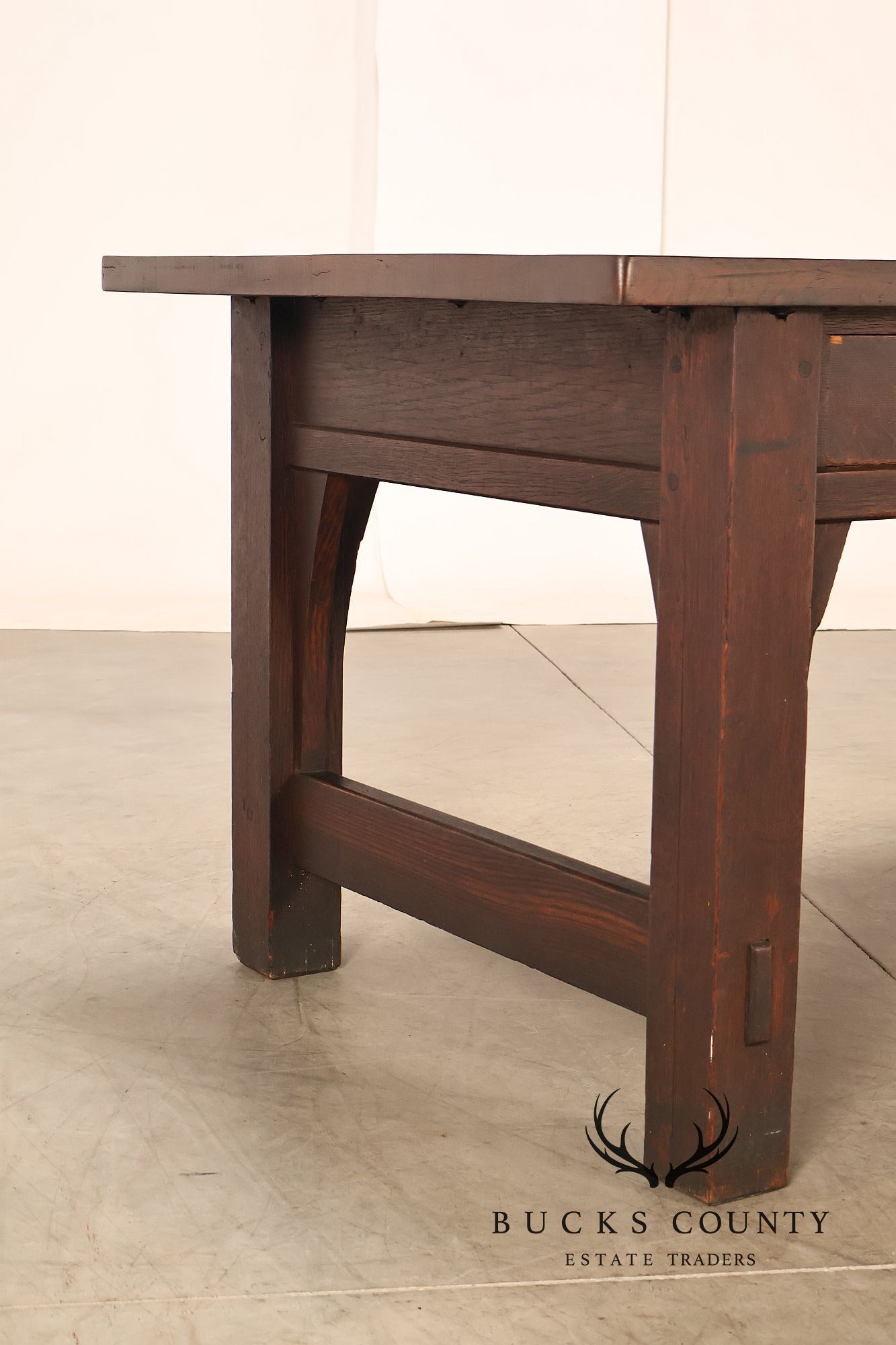 Early Gustav Stickley No. 460 Oak Library Table With Rare Hardware