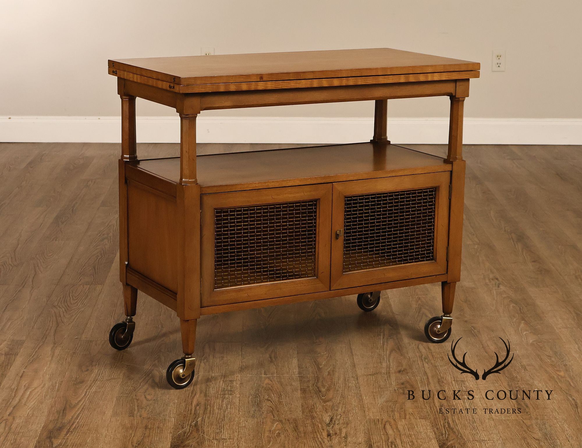 Henredon Vintage Walnut Drop Leaf Server Bar Cart