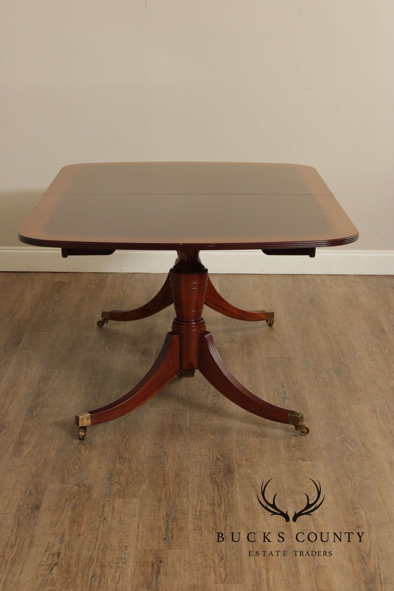 Baker Regency Style Mahogany Double Pedestal Dining Table