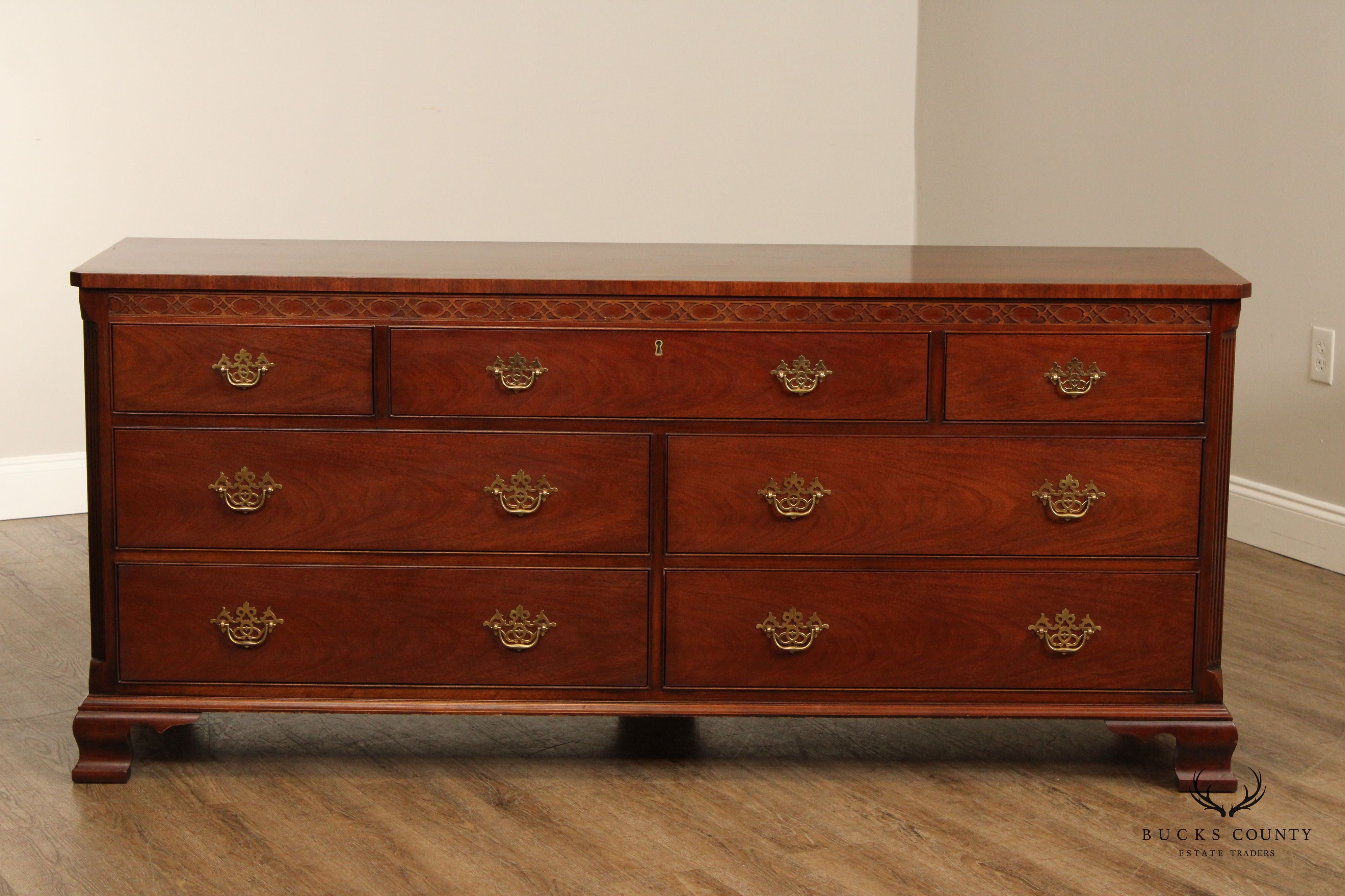 Hickory Chair Co Mahogany Dresser with Banded Top Chippendale Style