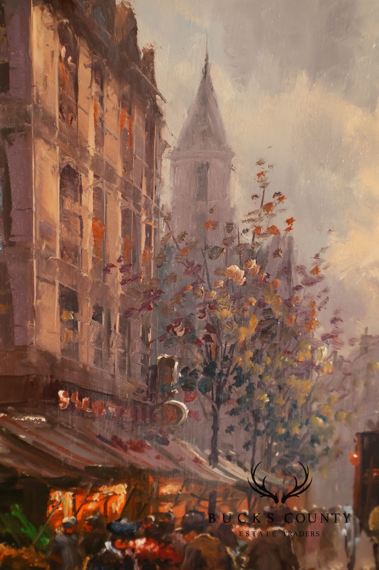 E. Payes Framed Parisian Street Scene Oil Painting
