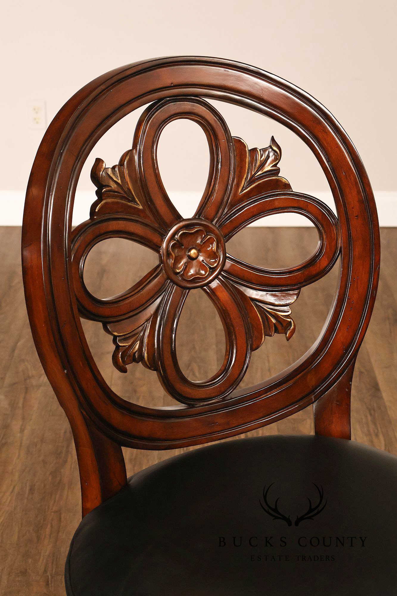 Quality Set Of Four Carved Mahogany Swivel Bar Stools