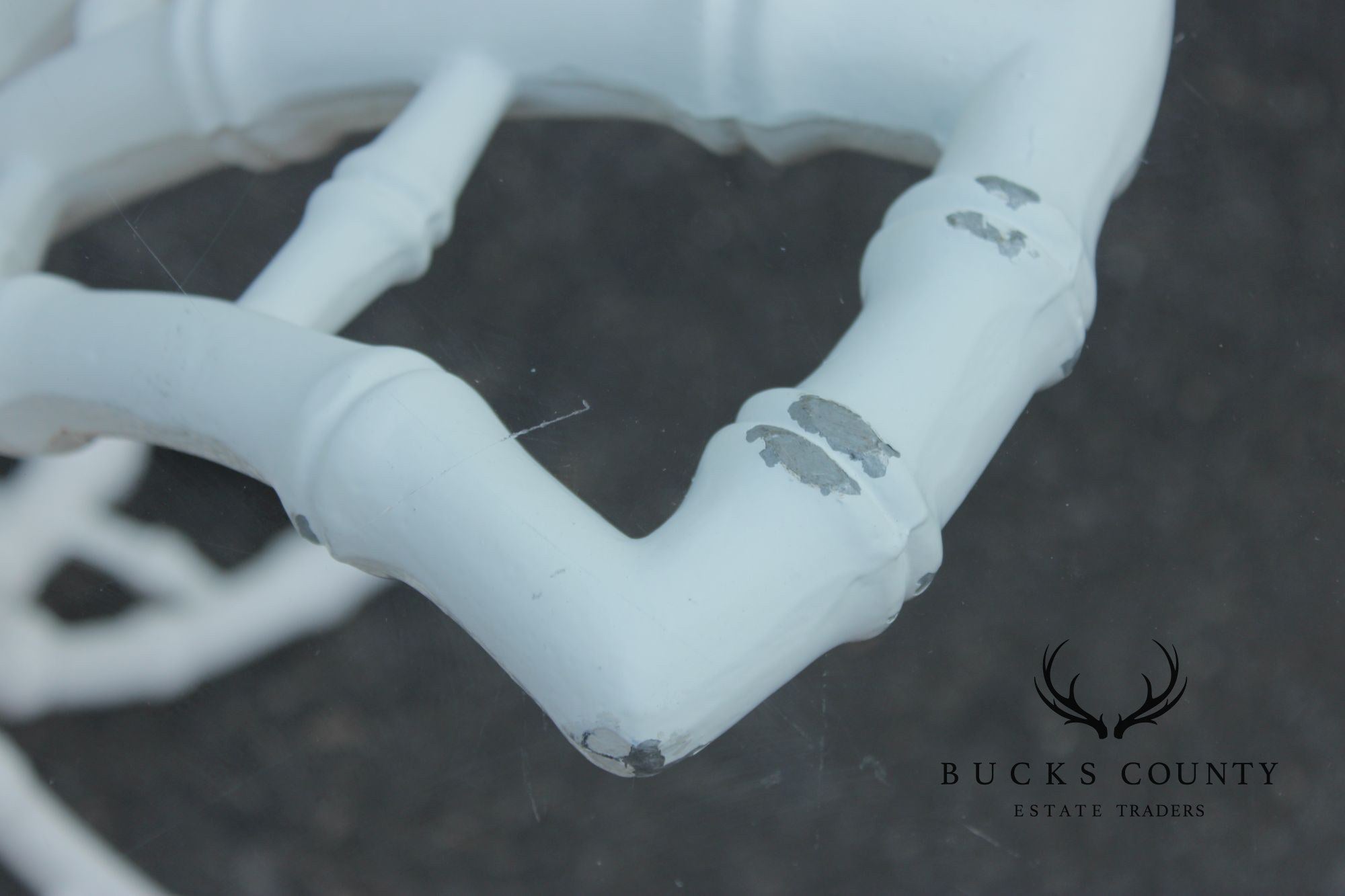 Hollywood Regency Cast Aluminum Faux Bamboo Round Glass Top Patio Table