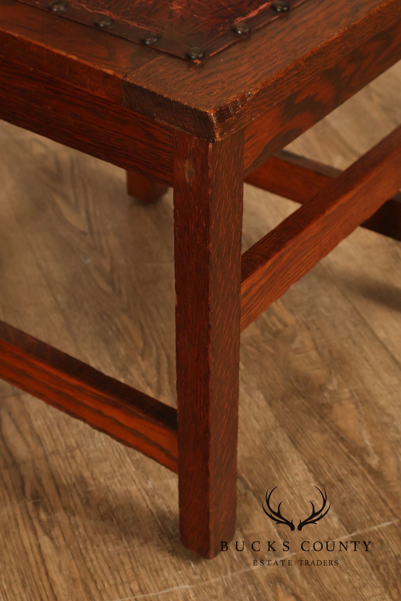 Antique American Arts & Crafts Mission Set Of 3 Oak Side Chairs
