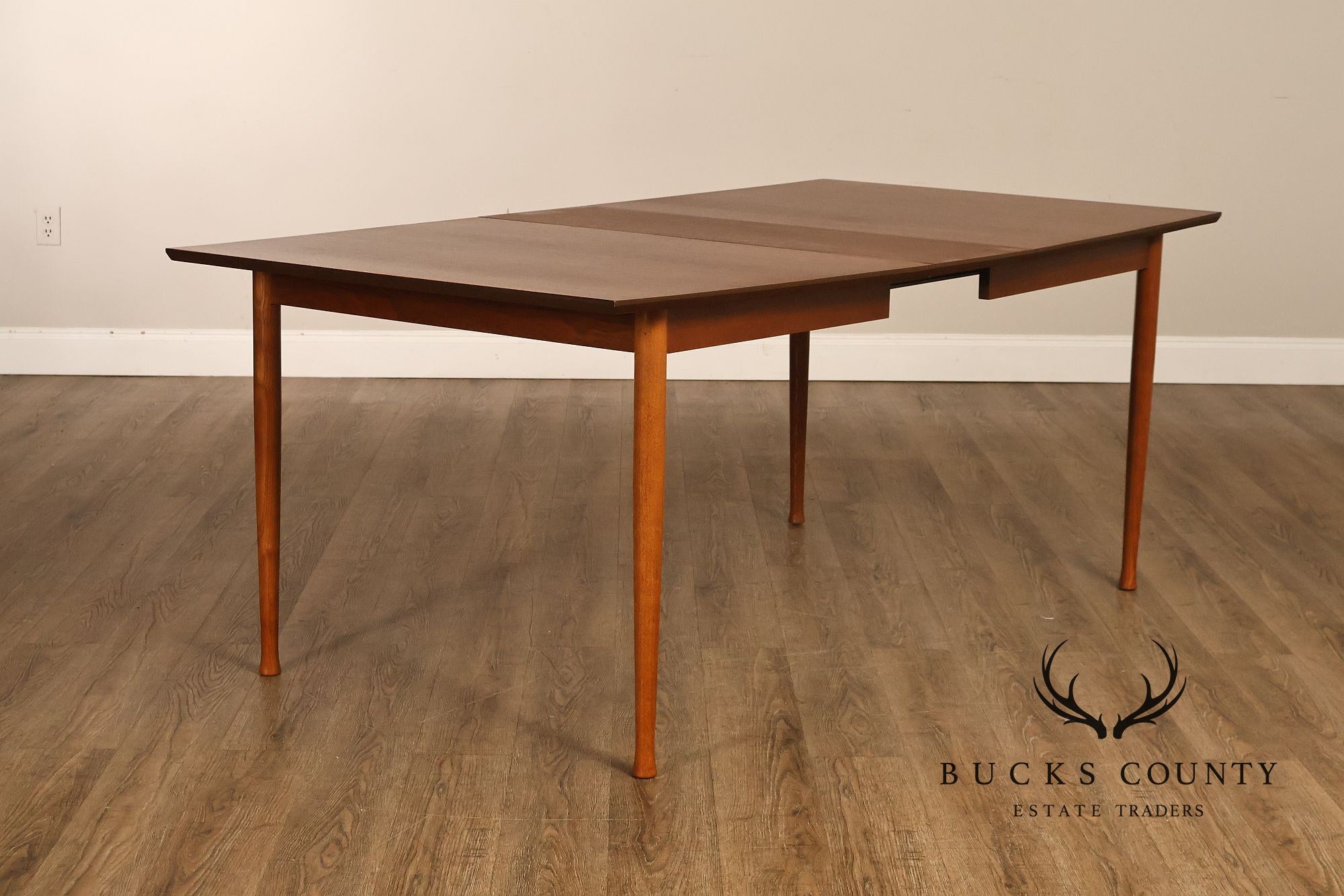Mid Century Modern Walnut Dining Table With Leaf