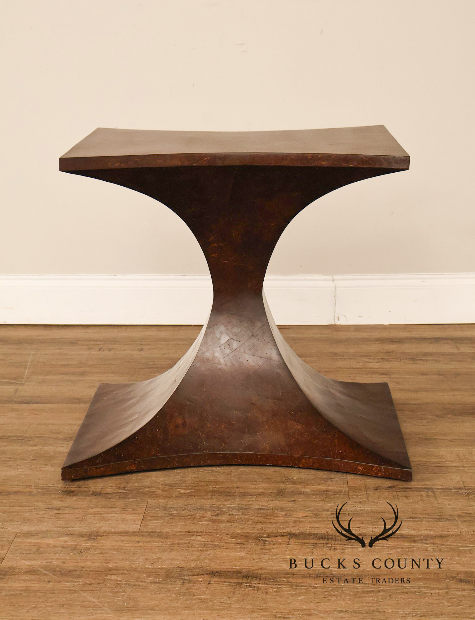 Sculptural Pair Of Coconut Shell Veneer Side Tables