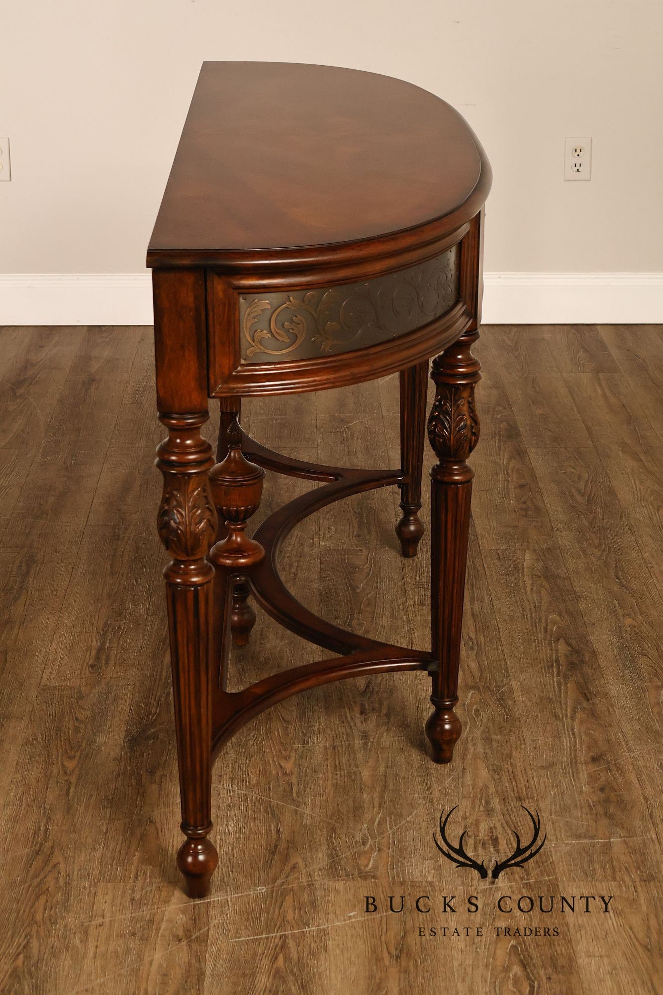 Mahogany Adams Style Carved Demilune Console Table