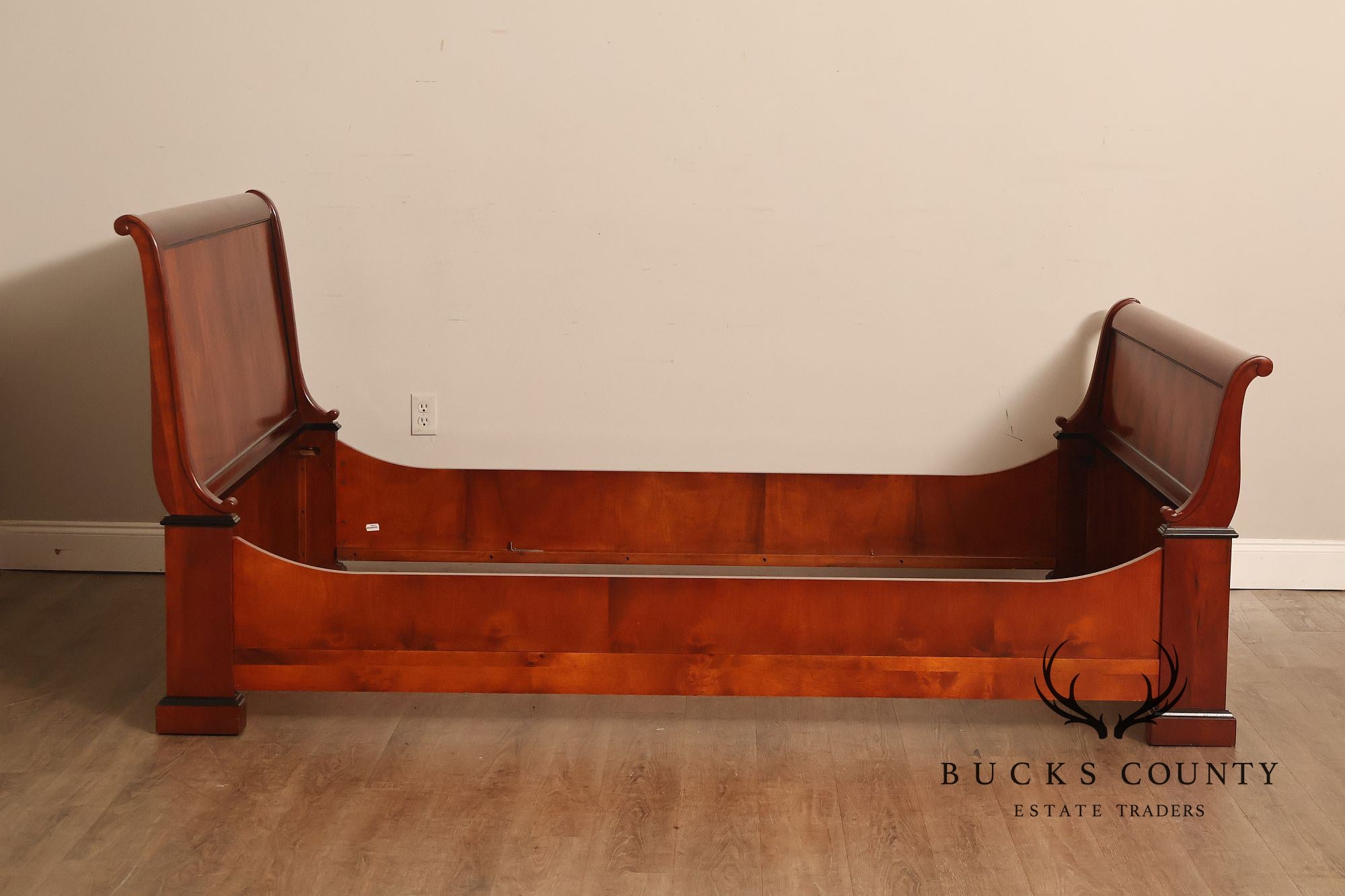 Century Furniture Biedermeier Style Yew Wood Queen Sleigh Bed