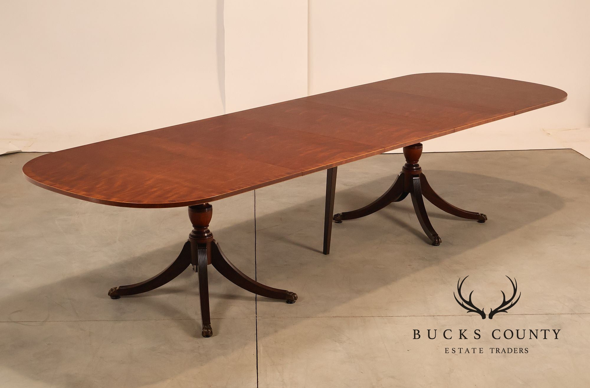 Schmieg & Kotzian Mahogany Double Pedestal Dining Table With 3 Leaves