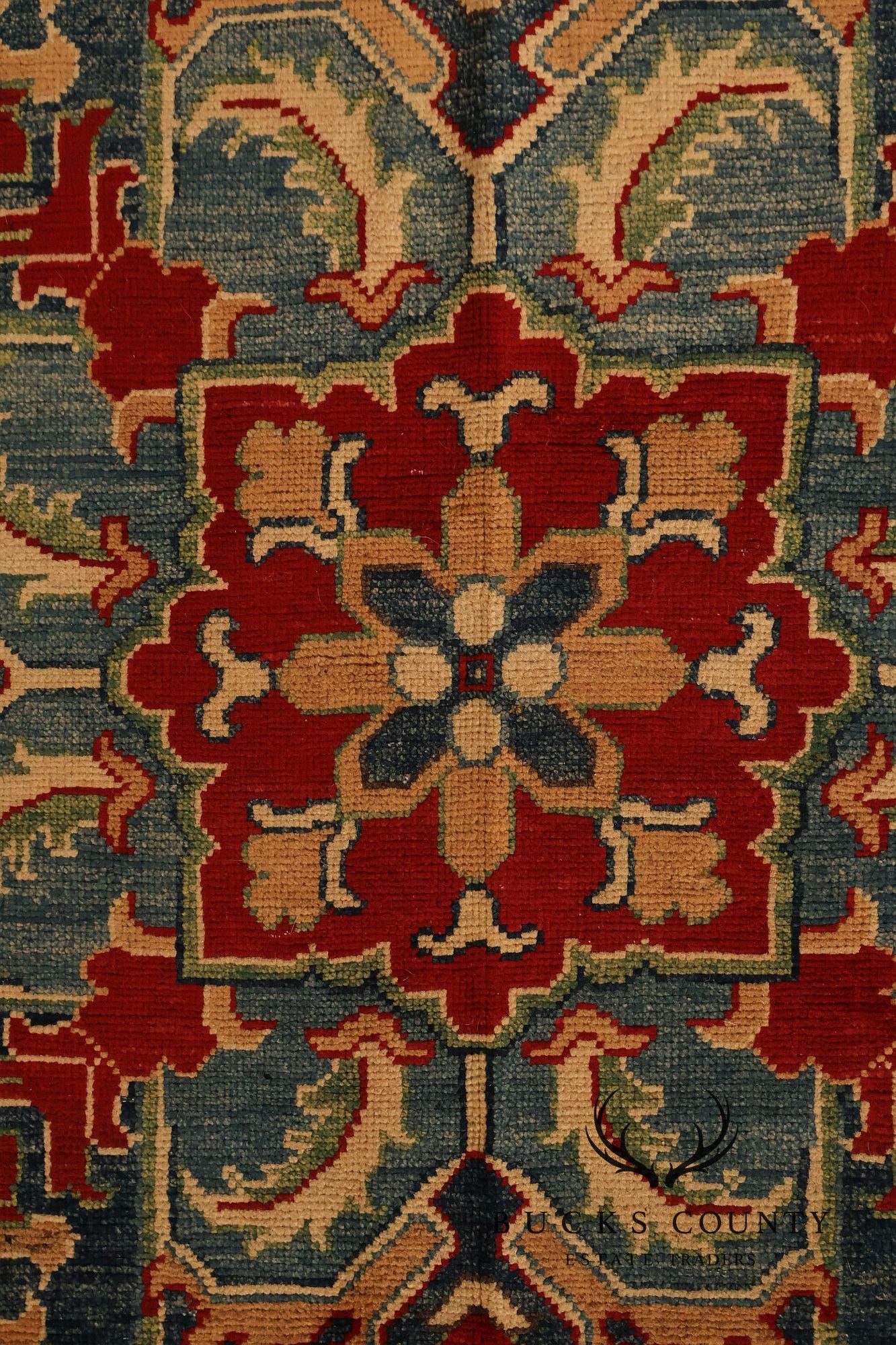 Afghan Kazak Style Wool Area Rug With Central Medallion 6x9