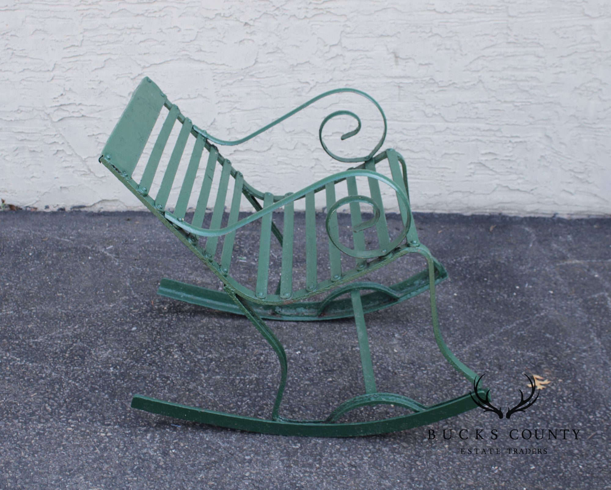 Antique Wrought Iron Outdoor Garden Rocking Chair