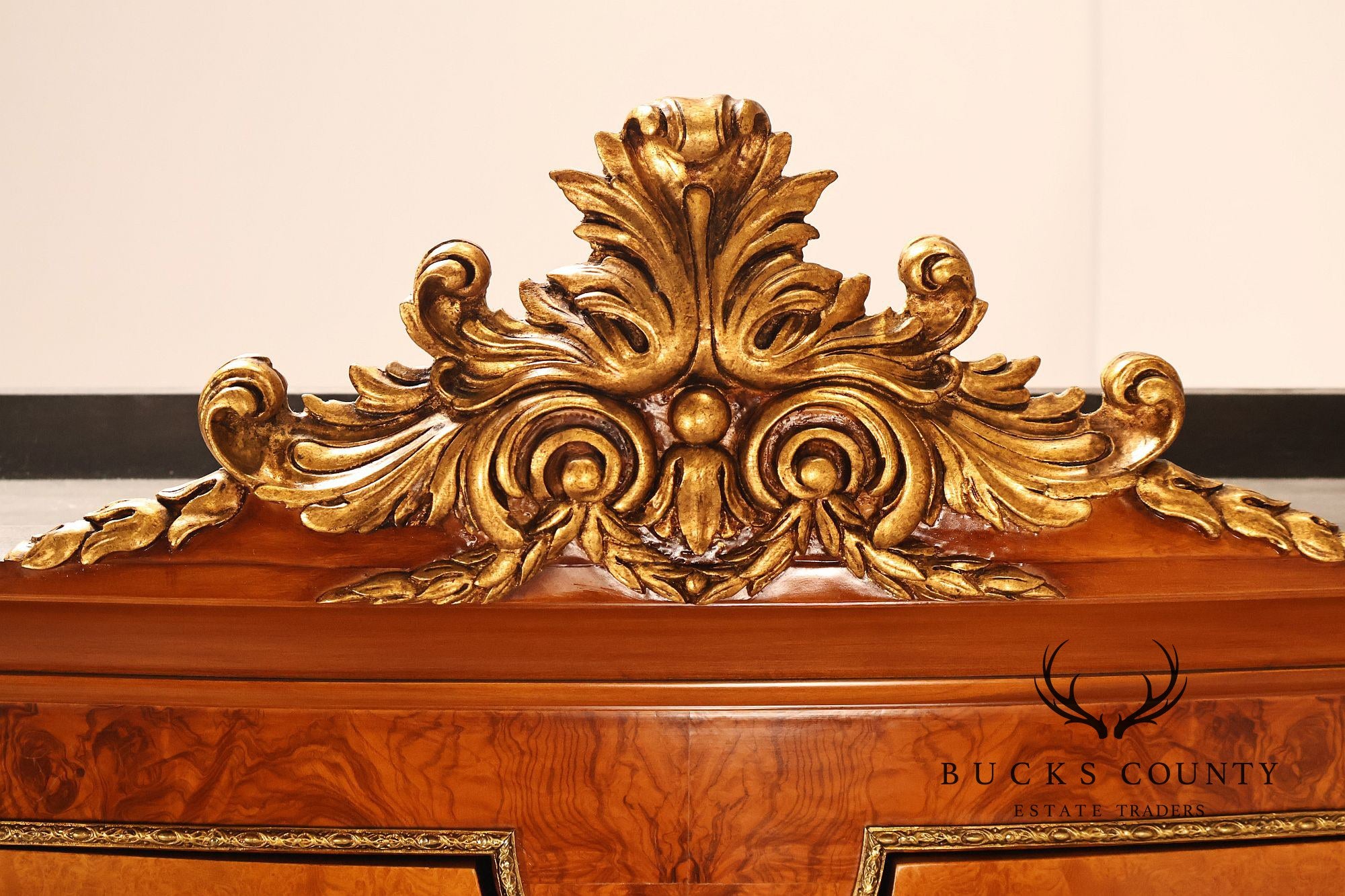 French Louis XV Style Burl Walnut Linen Closet Armoire
