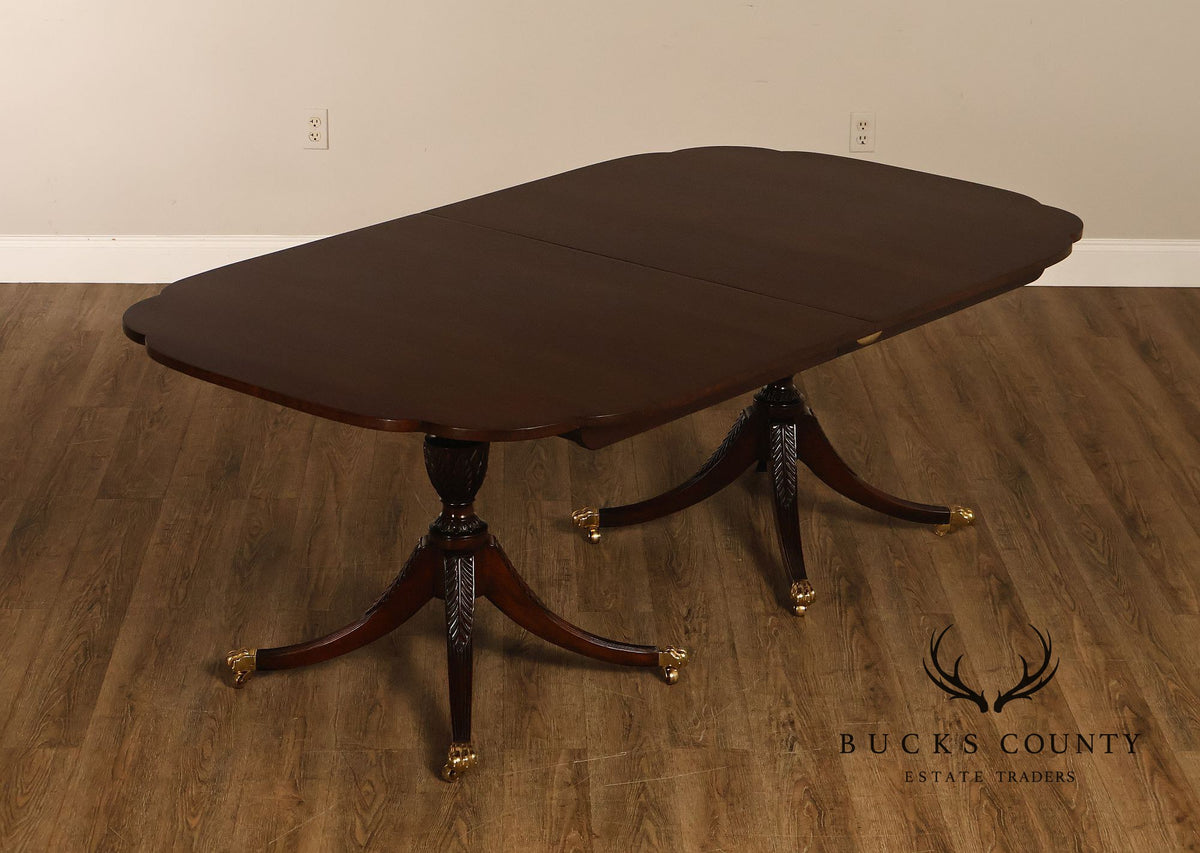 Kindel Georgian Style Double Pedestal Mahogany Dining Table
