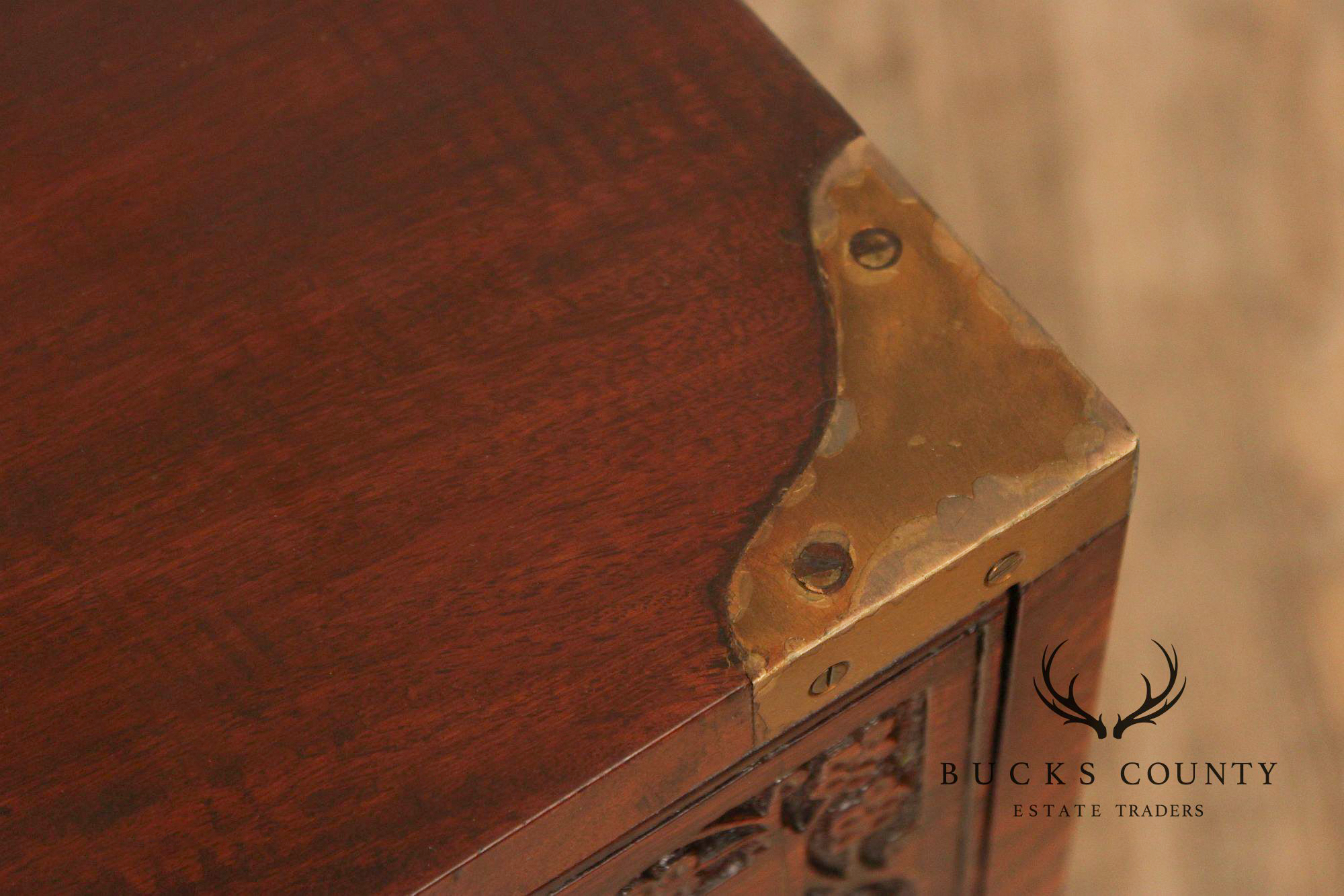 Anglo Indian Campaign Carved Rosewood Chest of Drawers