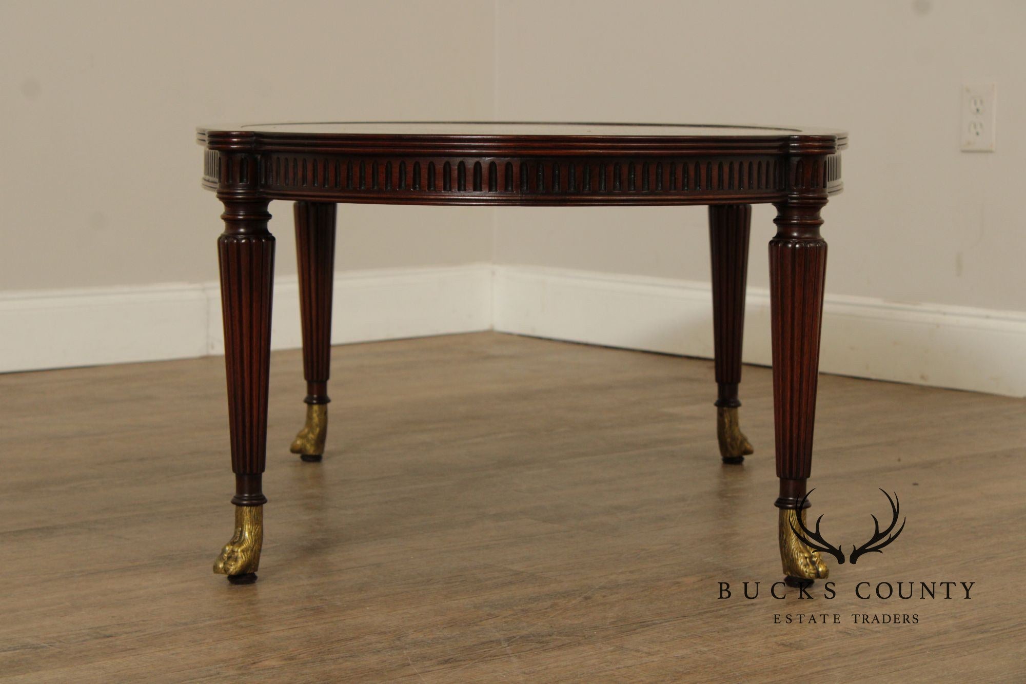 1940's Custom Regency Style Marble Top Mahogany Coffee Table