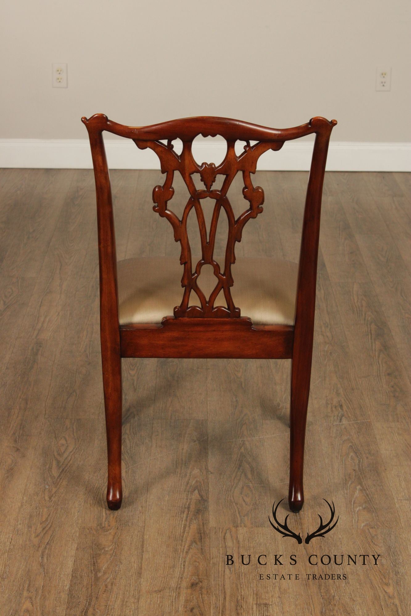 Theodore Alexander Chippendale Style Pair Of Carved Mahogany Side Chairs