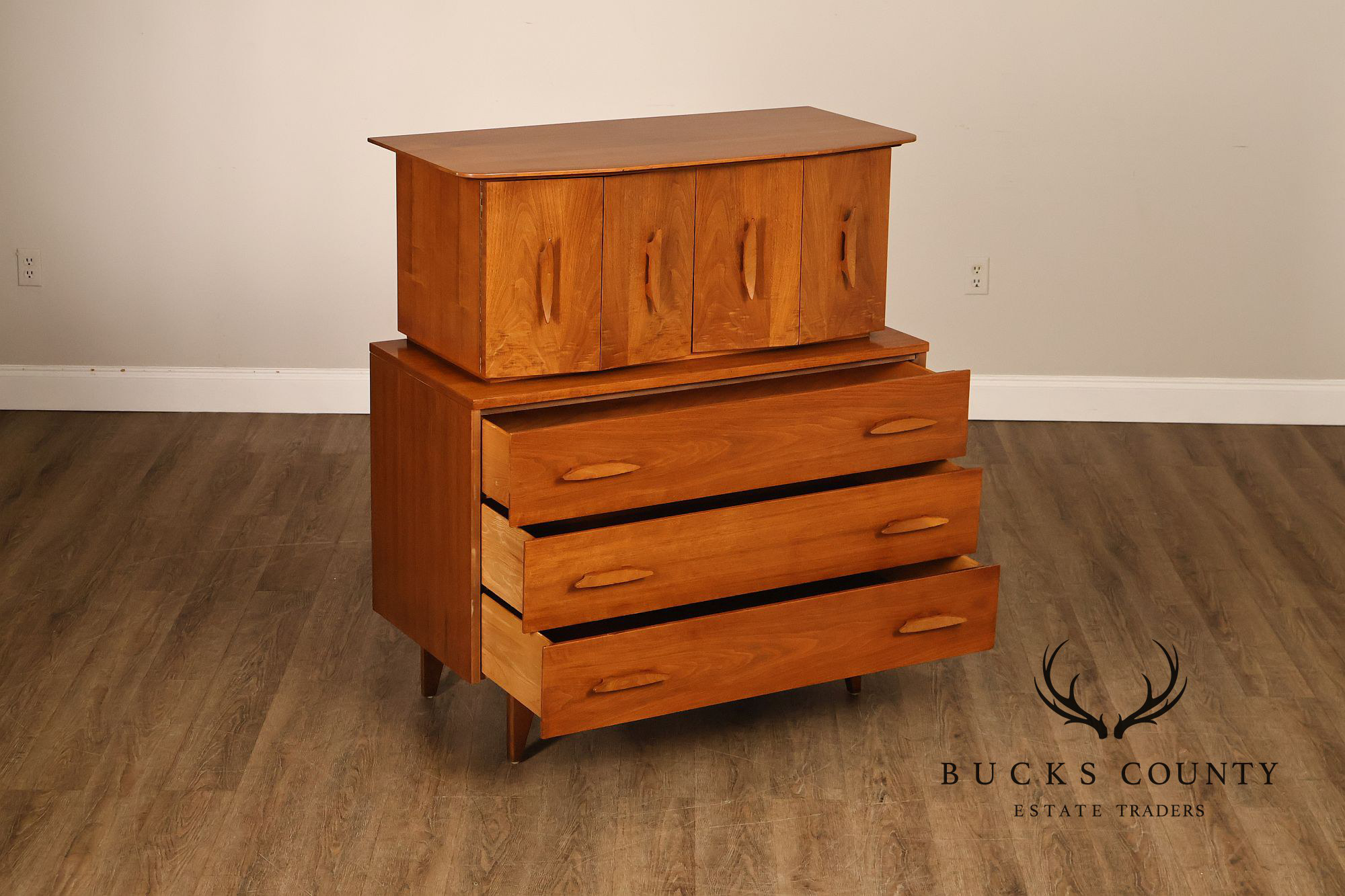 Mid Century Modern Walnut Tall Chest of Drawers