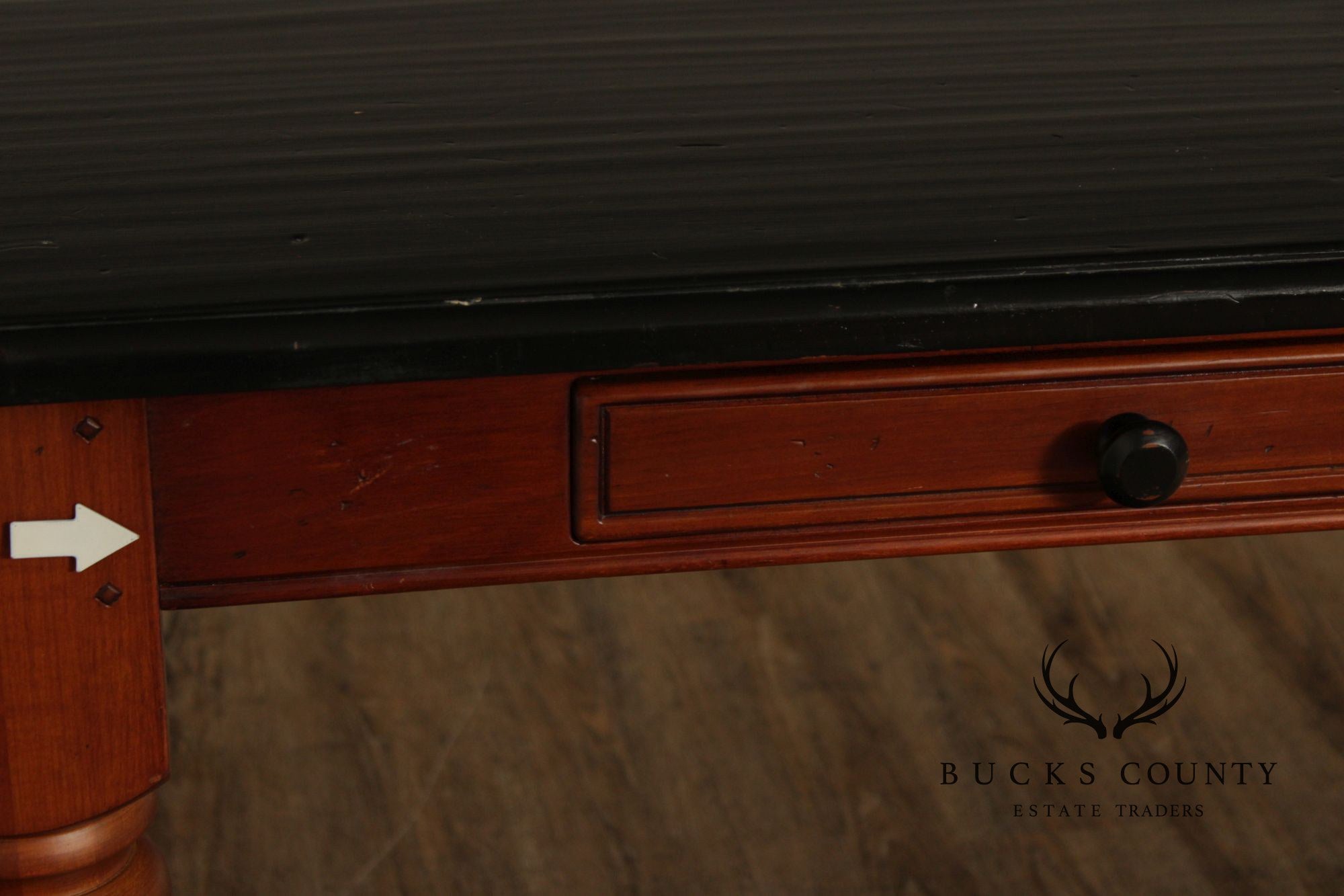 Rustic Farmhouse Style Solid Wood Dining Table With Black Painted Top