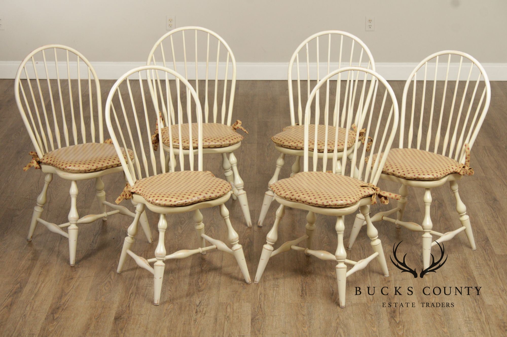 Nichols and Stone Set of Six Painted Windsor Dining Chairs