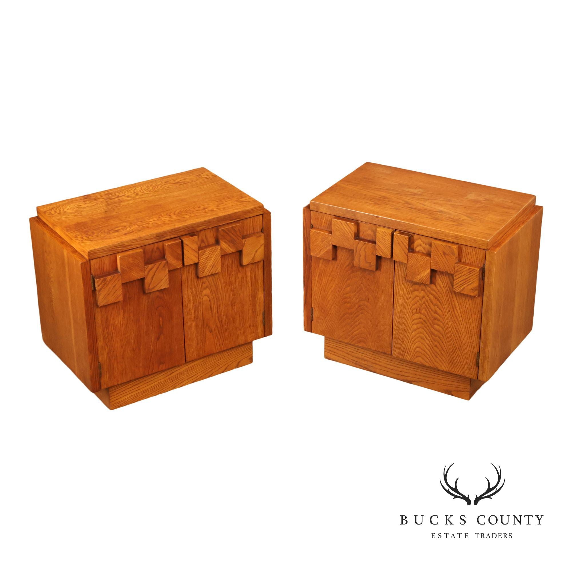 Lane Staccato Pair of Brutalist Nightstands