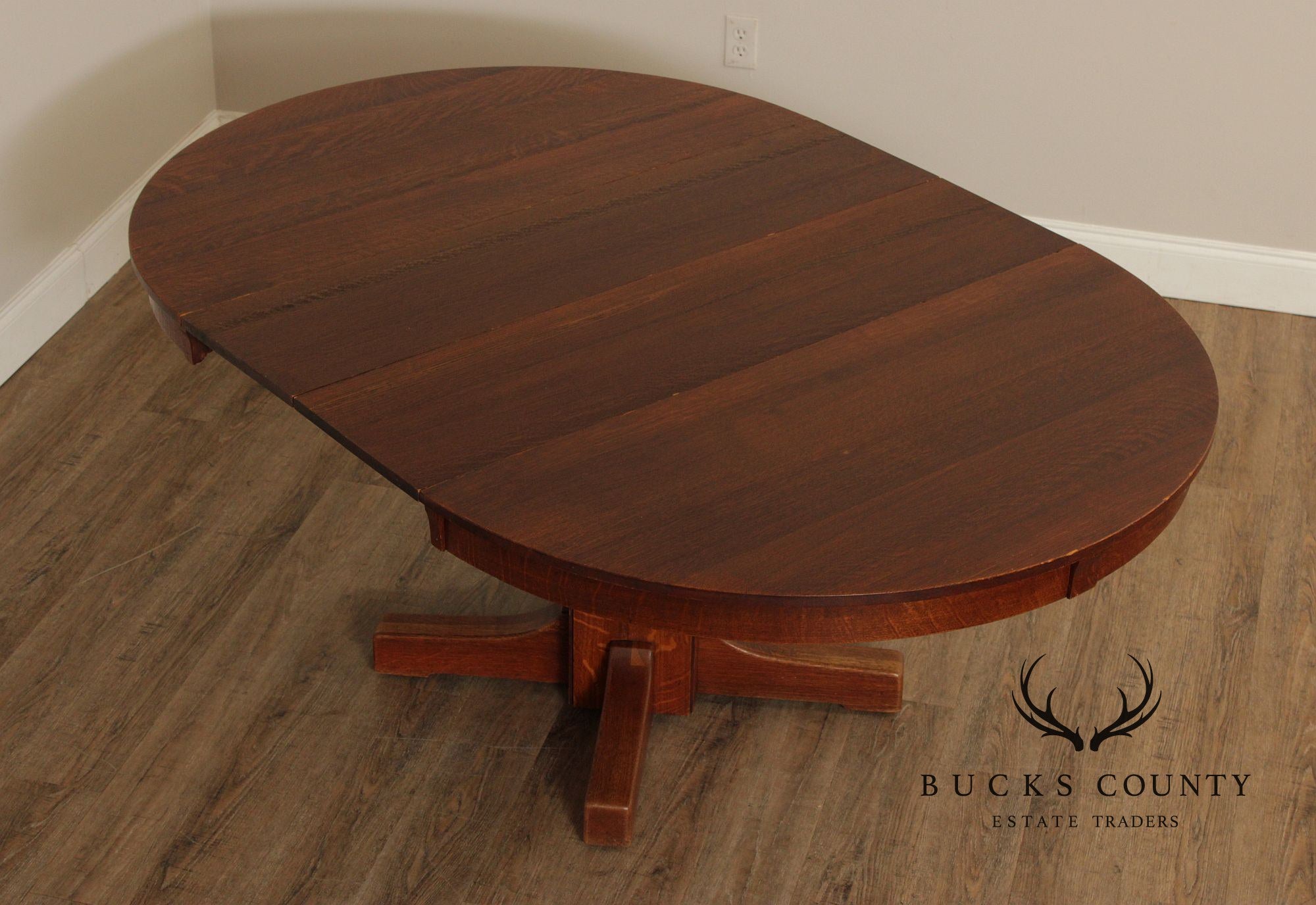 Limbert Furniture Antique Mission Oak Round Top Expandable Dining Table