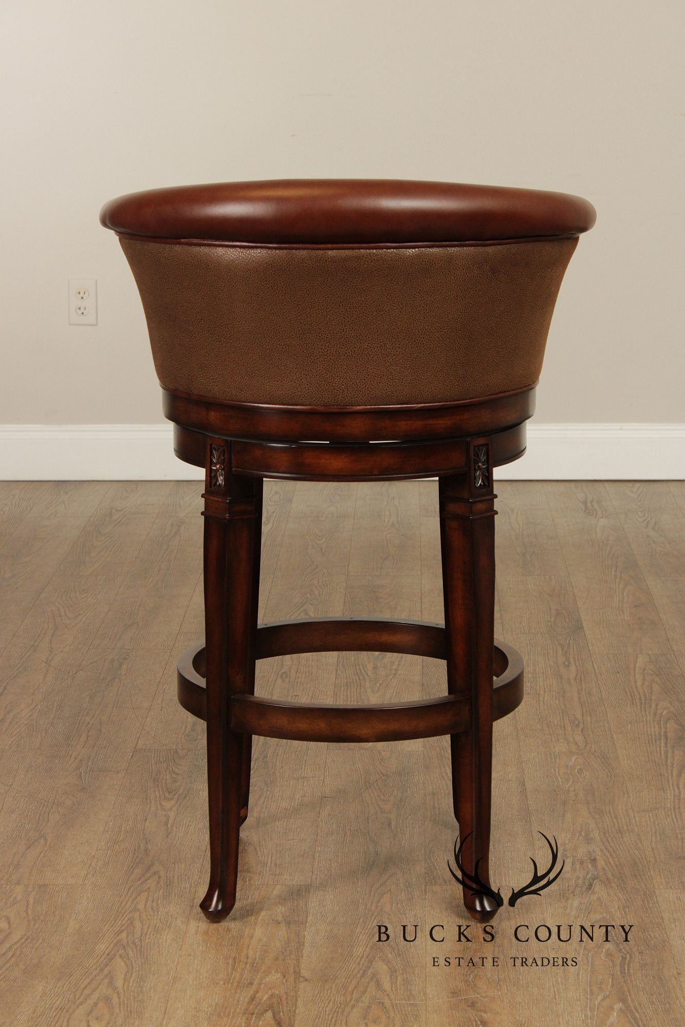 Frontgate by Hillsdale Set of Three Leather Swivel Counter Stools