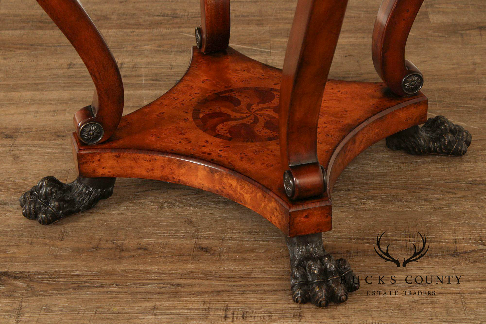 Theodore Alexander Round Inlaid Burlwood Center Table