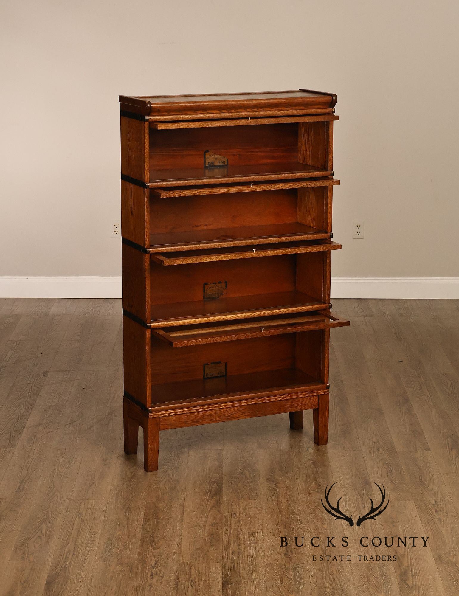 Antique Globe Wernicke Oak Four Stack Barrister Bookcase