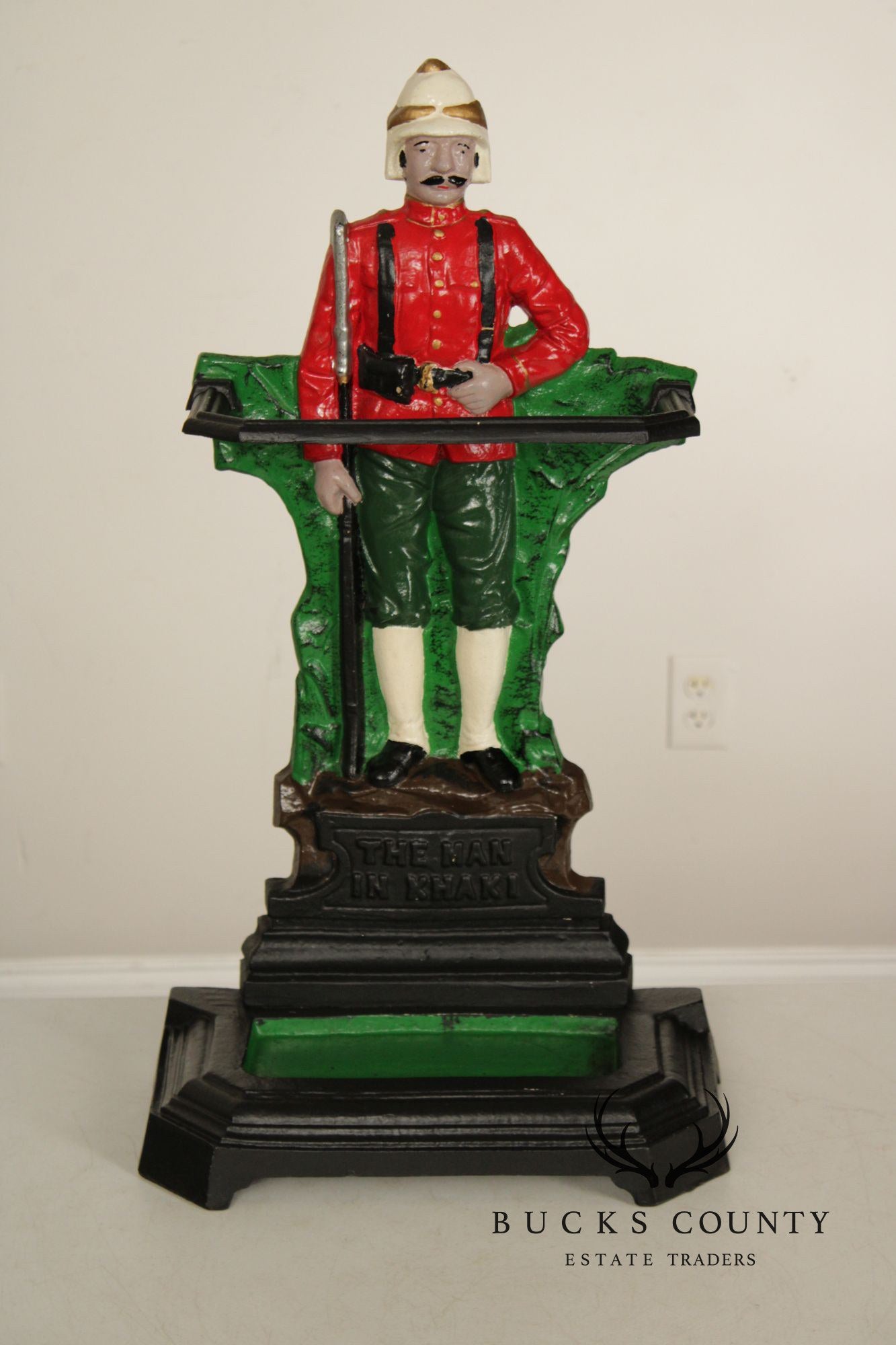 Vintage 'The Man in Khaki' Cast Iron Umbrella Stand