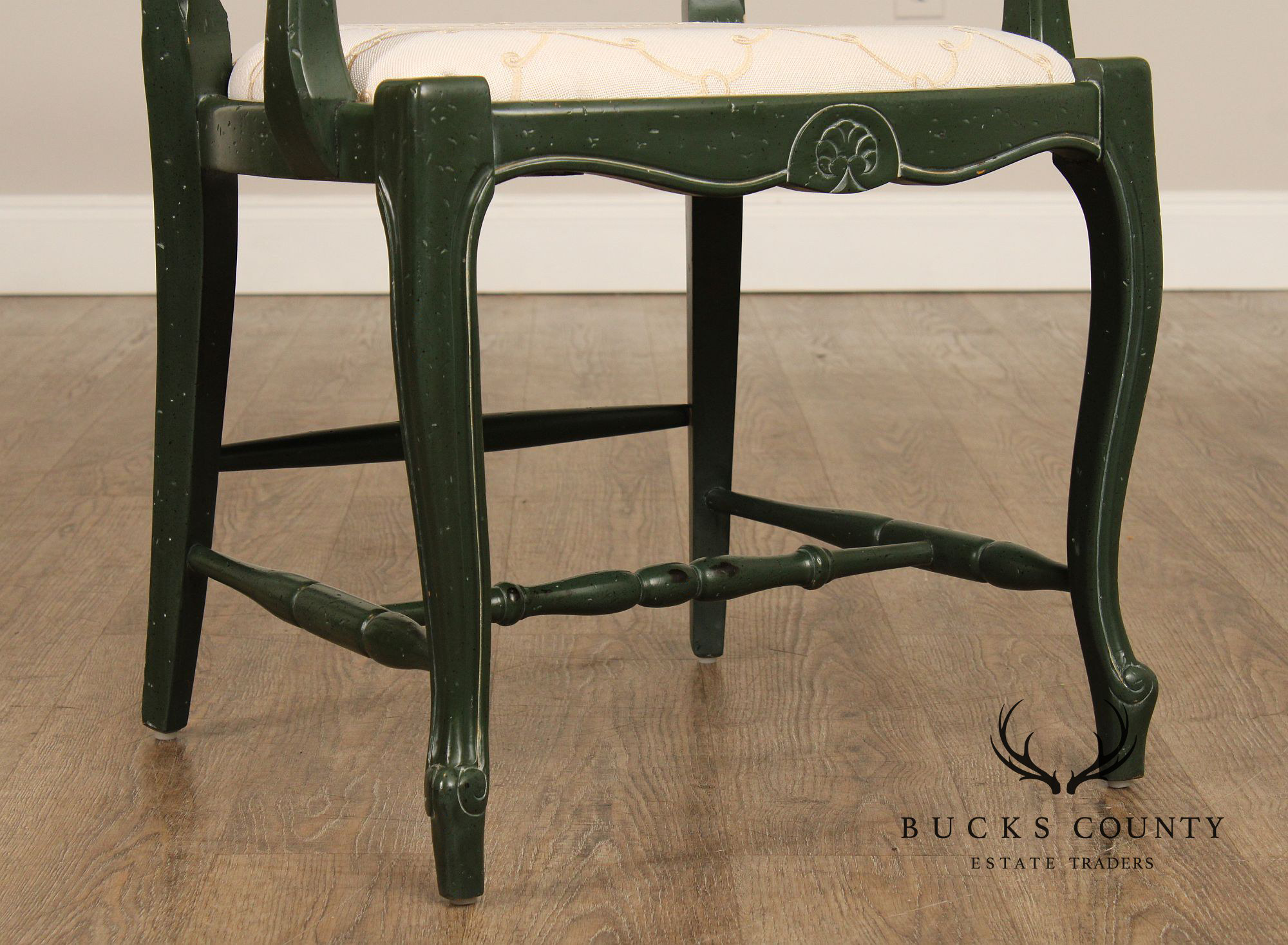 French Country Style Pair of Painted Ladderback Armchairs