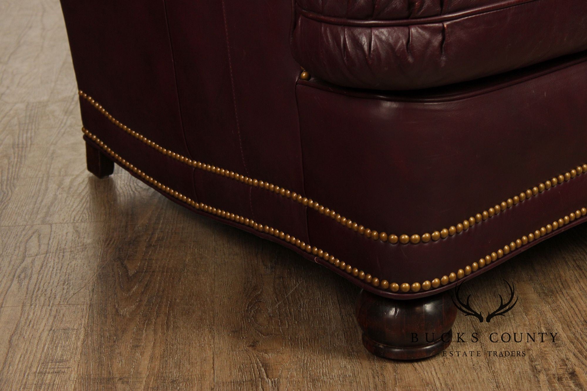 Hancock & Moore Burgundy Leather Nailhead Trim Sofa